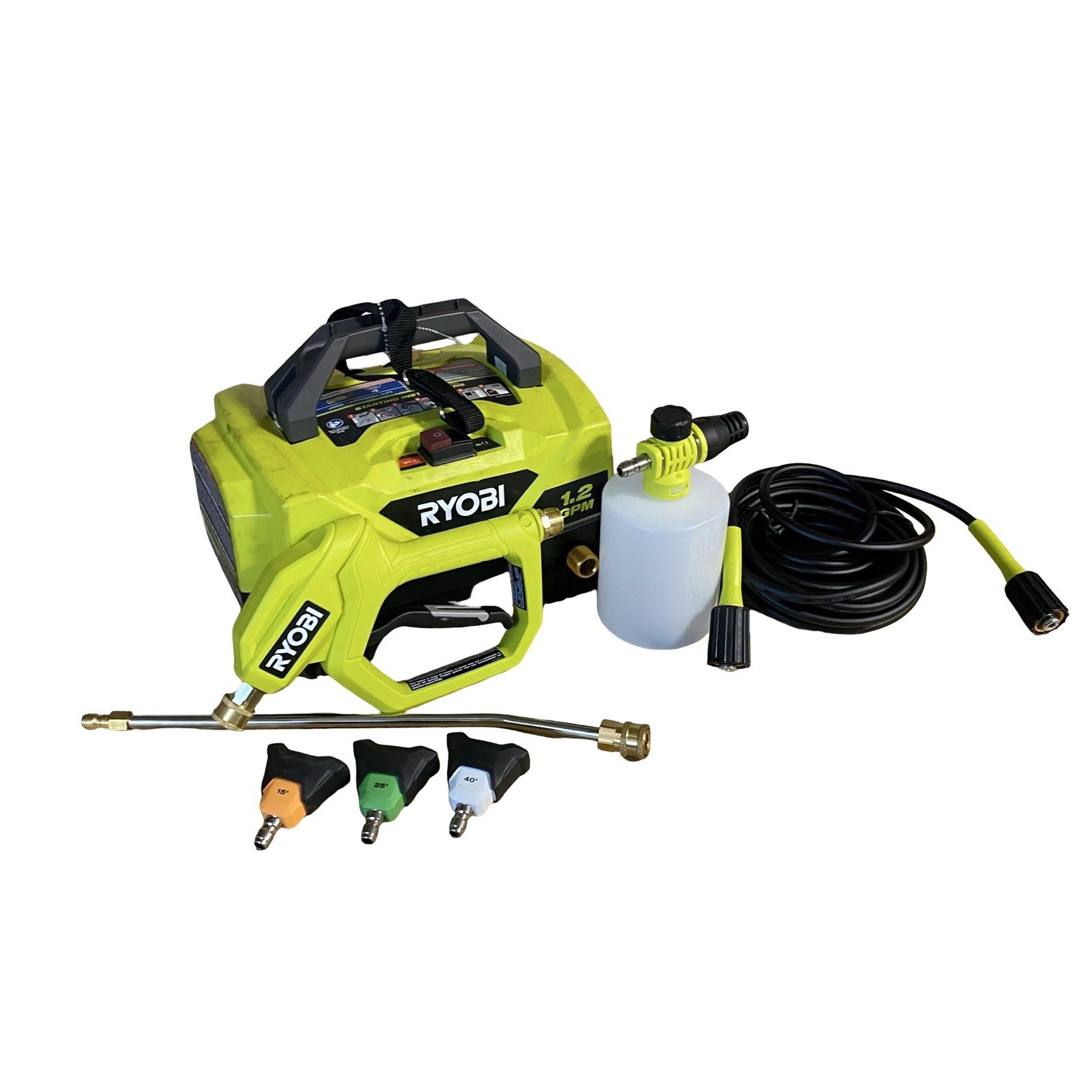 Ryobi Electric High Flow Pressure Washer 1.8 GPM Hose Gun Foamer RY14AM12 USED