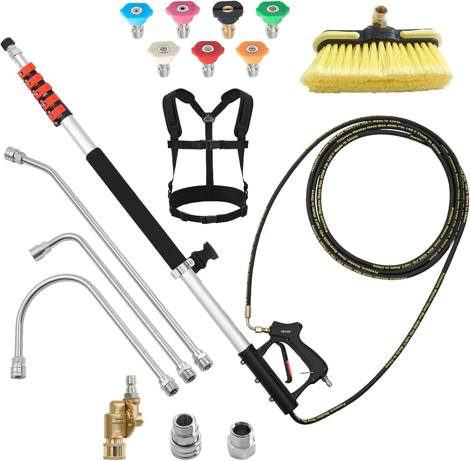 25 FT Pressure Washer Telescoping Wand, with Power Washer Extension Wands & High