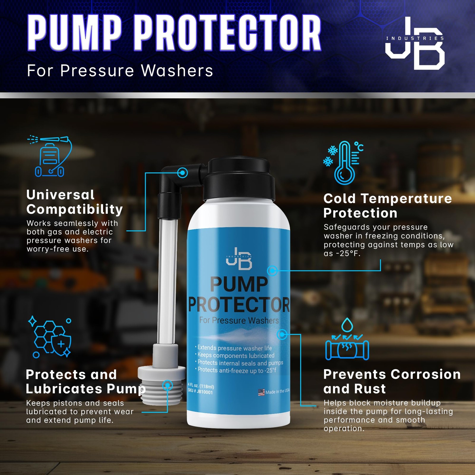 Pressure Washer Pump Saver Antifreeze Lubricant 4 oz Prevent Freezing 25F