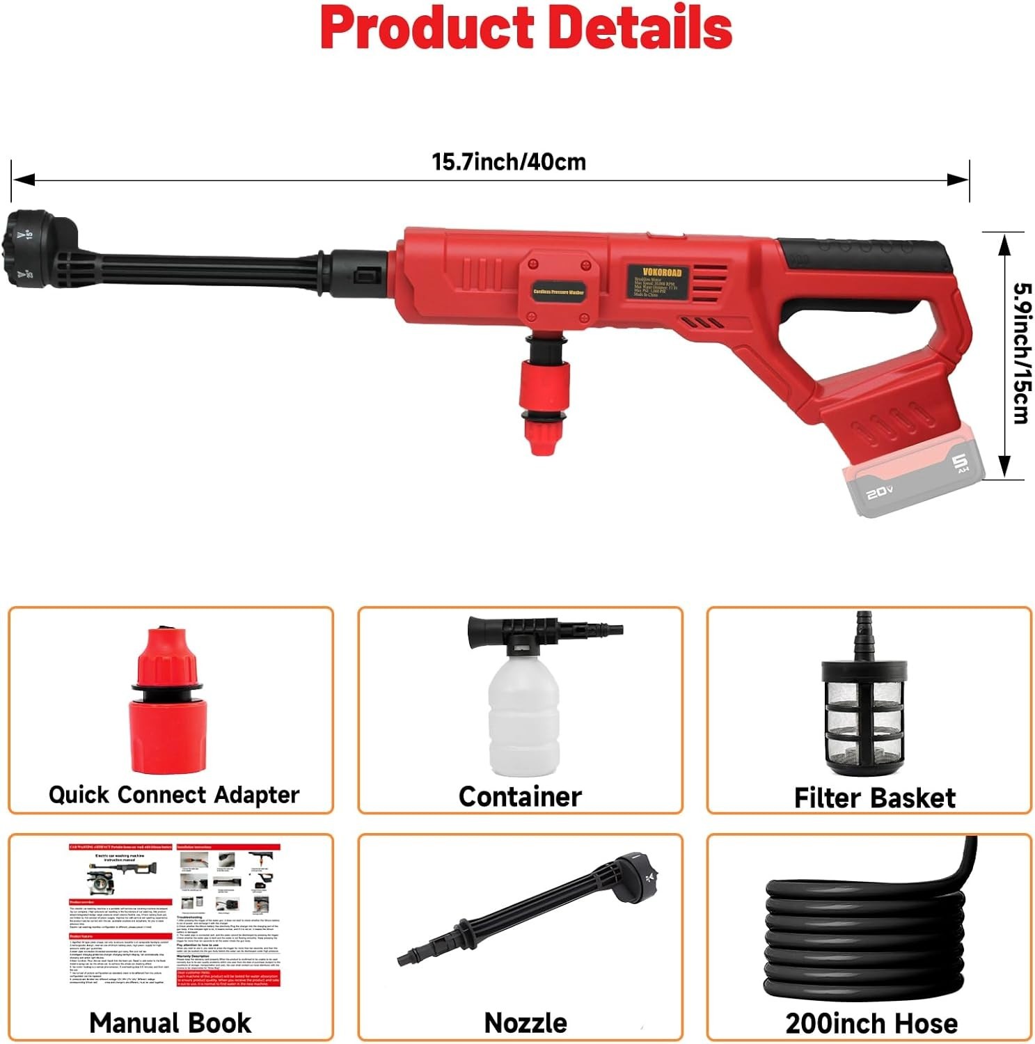 Cordless Pressure Washer for Milwaukee M18 Battery, Portable Cordless Power Wash