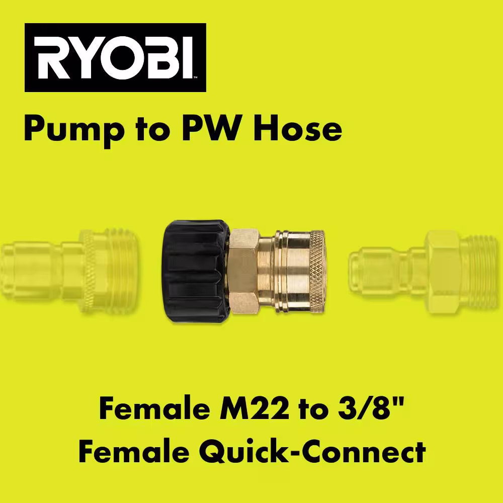 3/8 In. Female Quick-Connect X M22 Coupler for Most Gas and Electric Pressure Wa