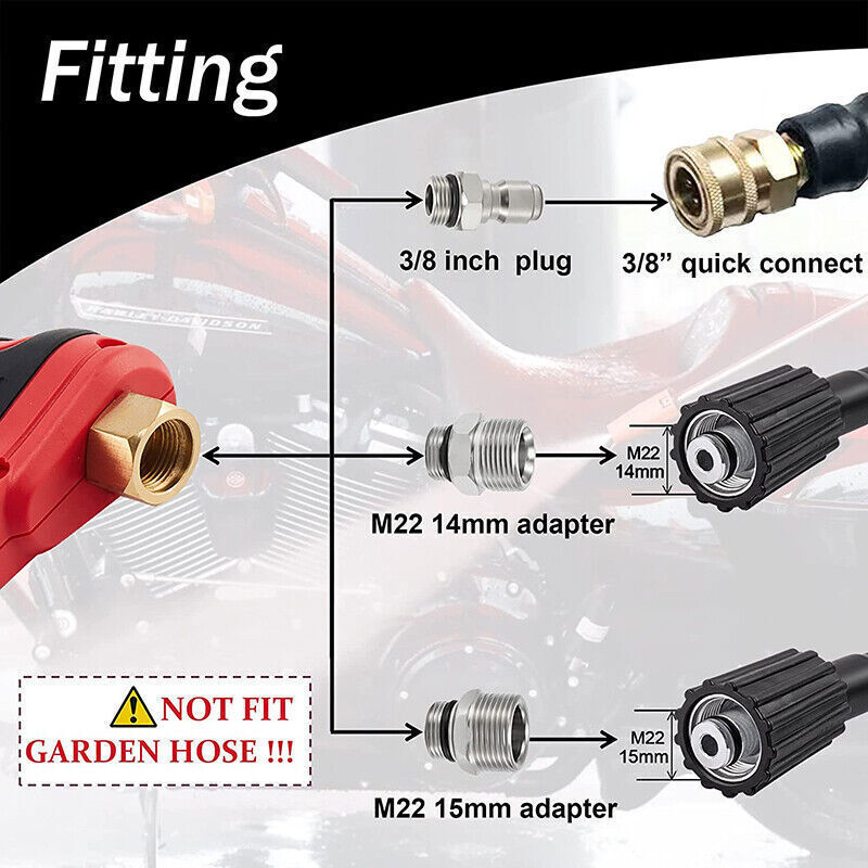 High Pressure 4000PSI Car Power Washer Gun Spray Wand Lance Nozzle and Hose Kit