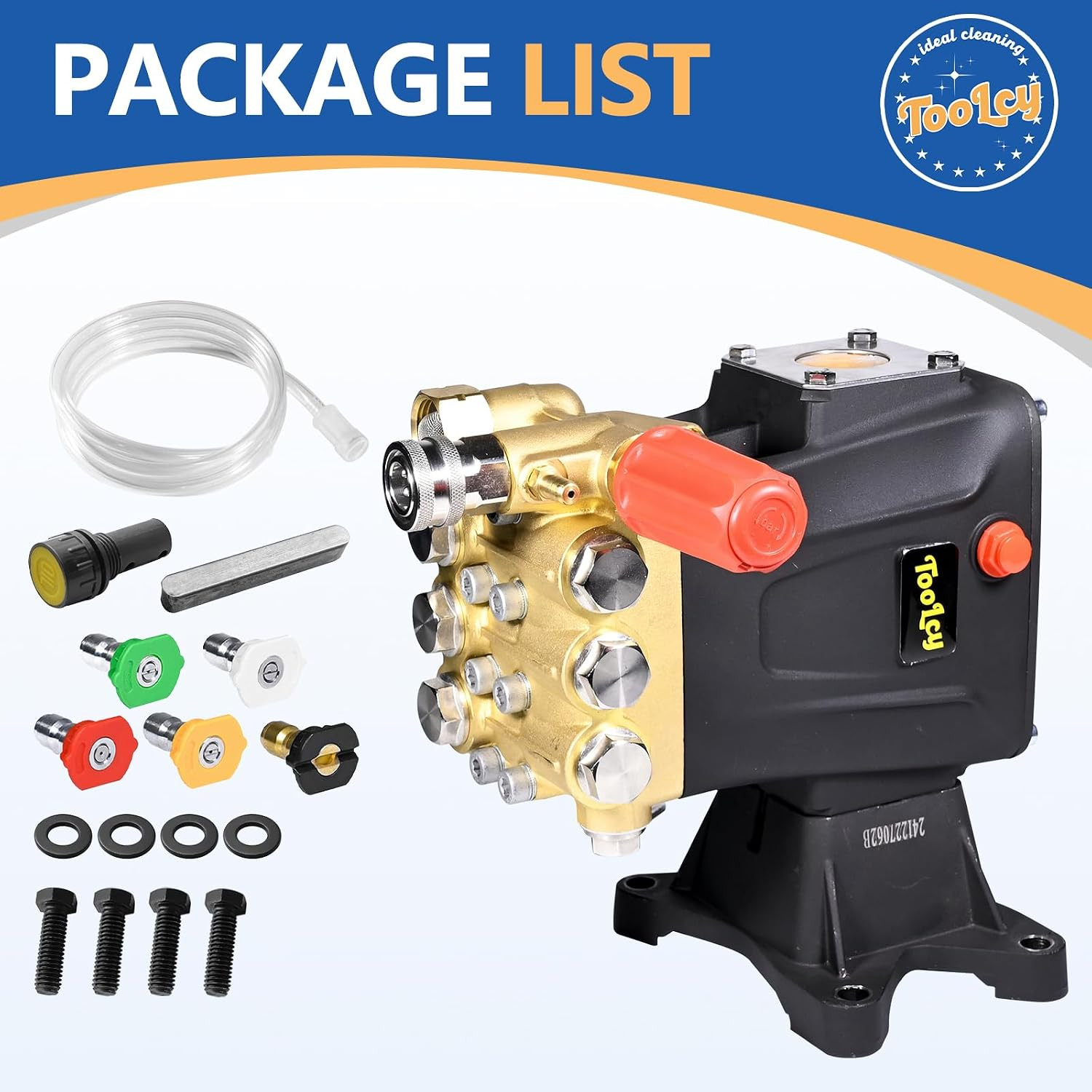 Pressure Washer Pump 3600-4400 PSI Max, 4 GPM Triplex Plunger Pressure Pump, Hor
