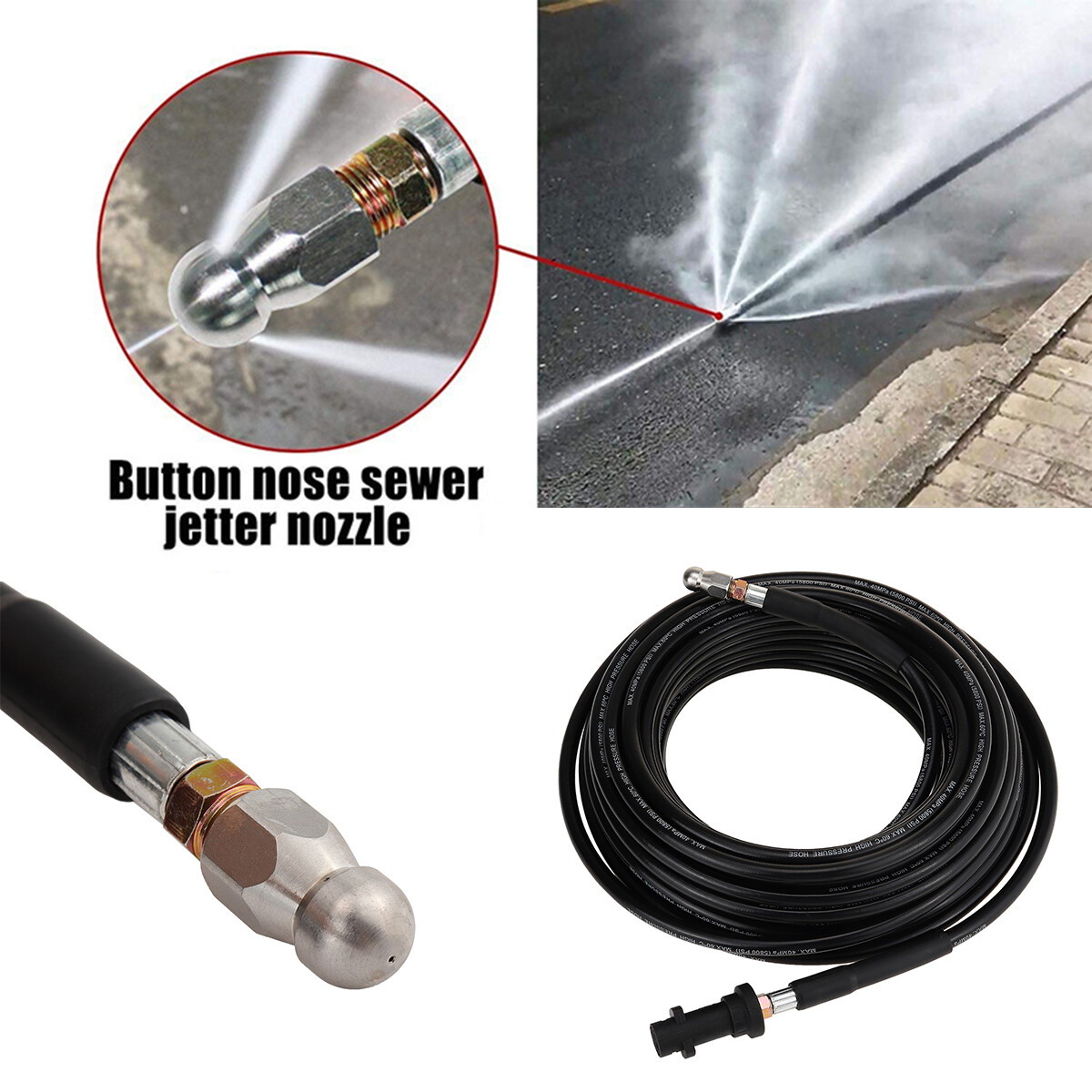 8M High Pressure Washer Drain Jet Hose Sewer Cleaning Pipe For Karcher K2 – K7