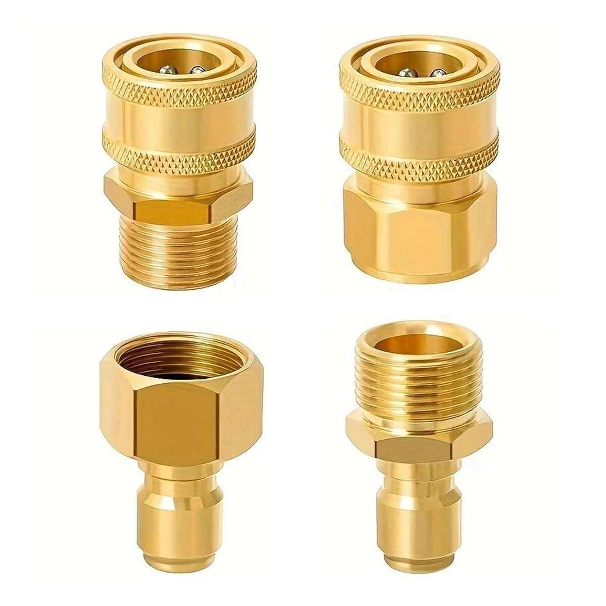 4PCS Pressure Washer Adapter Set Quick Disconnect Kit M22 Swivel 3/8” Connects