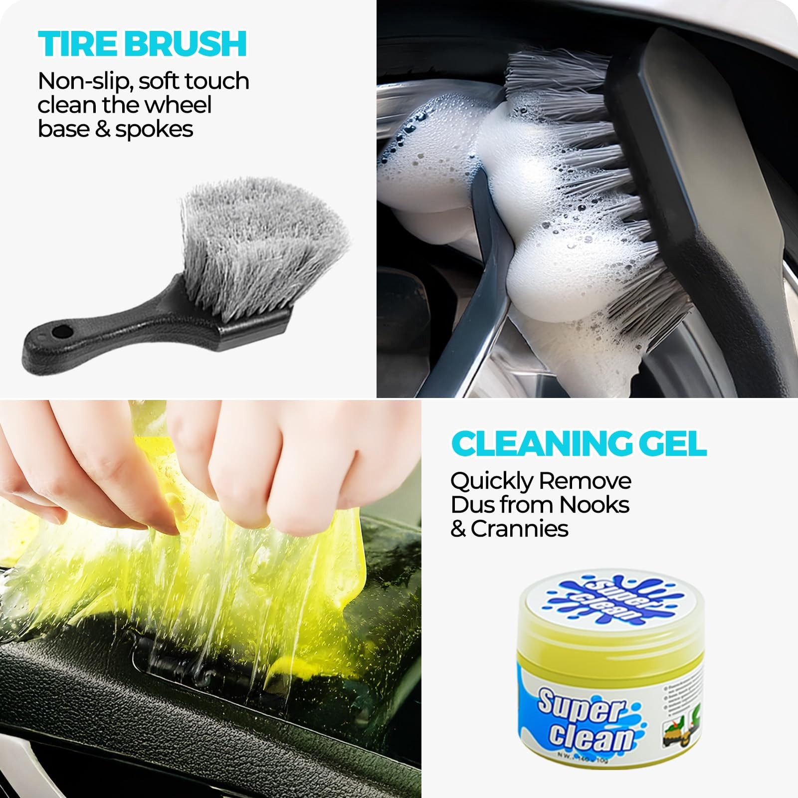 ALFLOD 30Pcs Car Detailing Kit, Brush Set, Wash Yellow