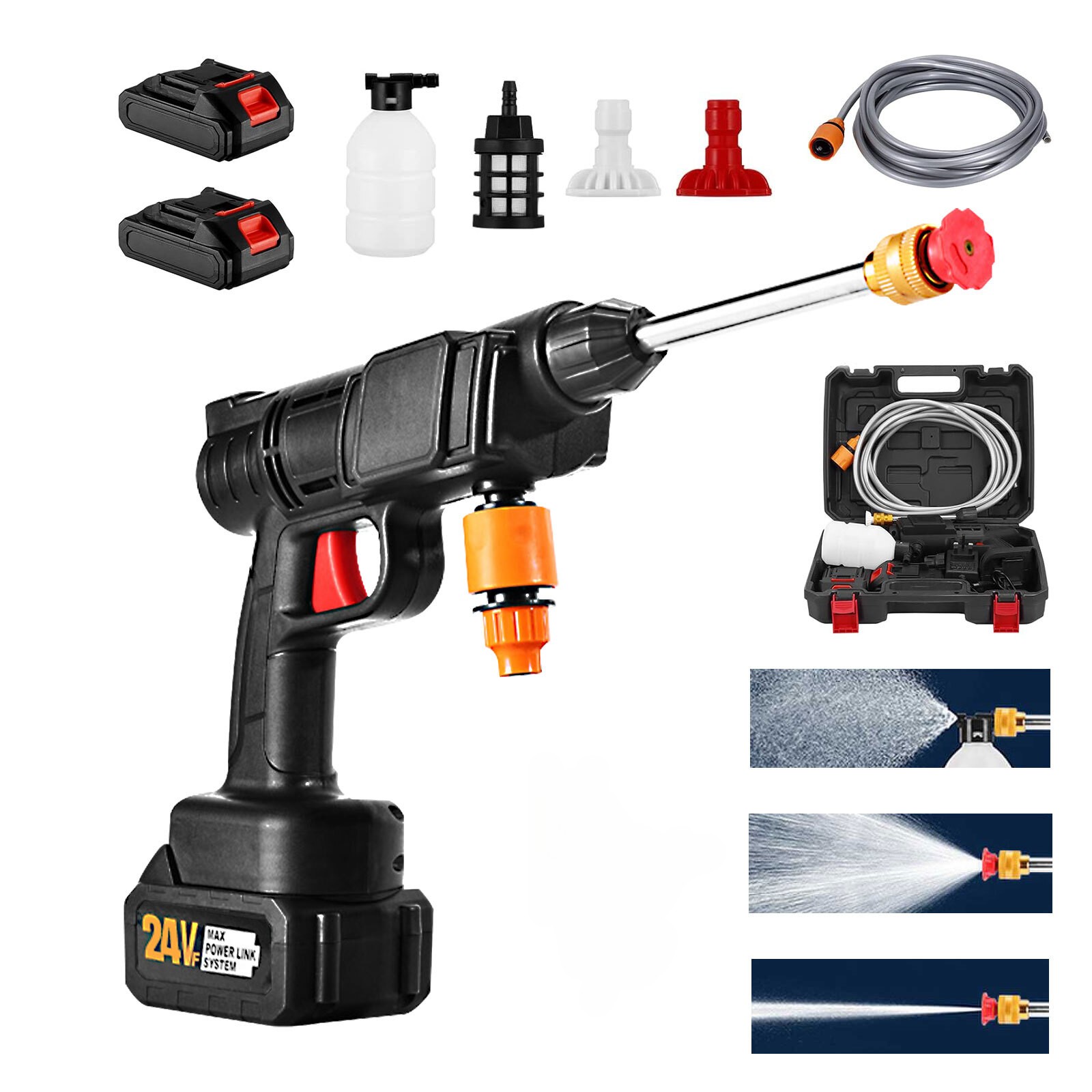 High Pressure Power Water Sprayer Gun Hose Nozzle Car Clean Washer +2 Battaries