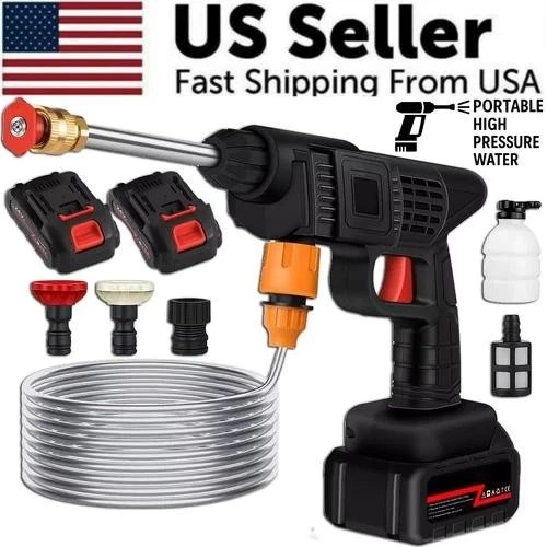 Portable Cordless Electric High Pressure Water Spray Gun Car Washer Cleaner Tool