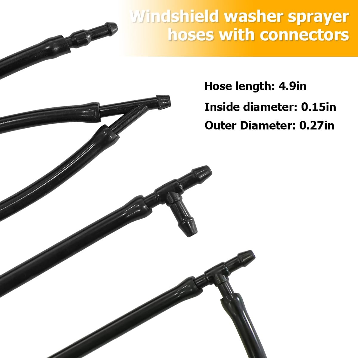 Car Windshield Washer Hose Kit – 5M Tube, Nozzles, Gaskets & 12 Connectors, NEW