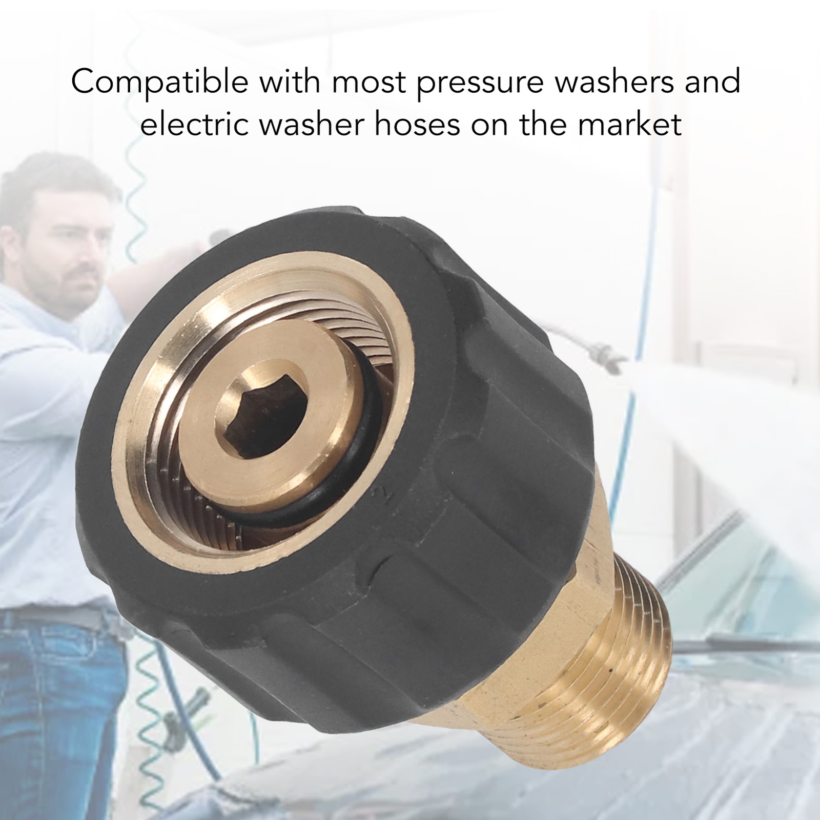 Pressure Washer Adapter Hose Connector 5000PSI Male G3/8 To Female M22 15mm