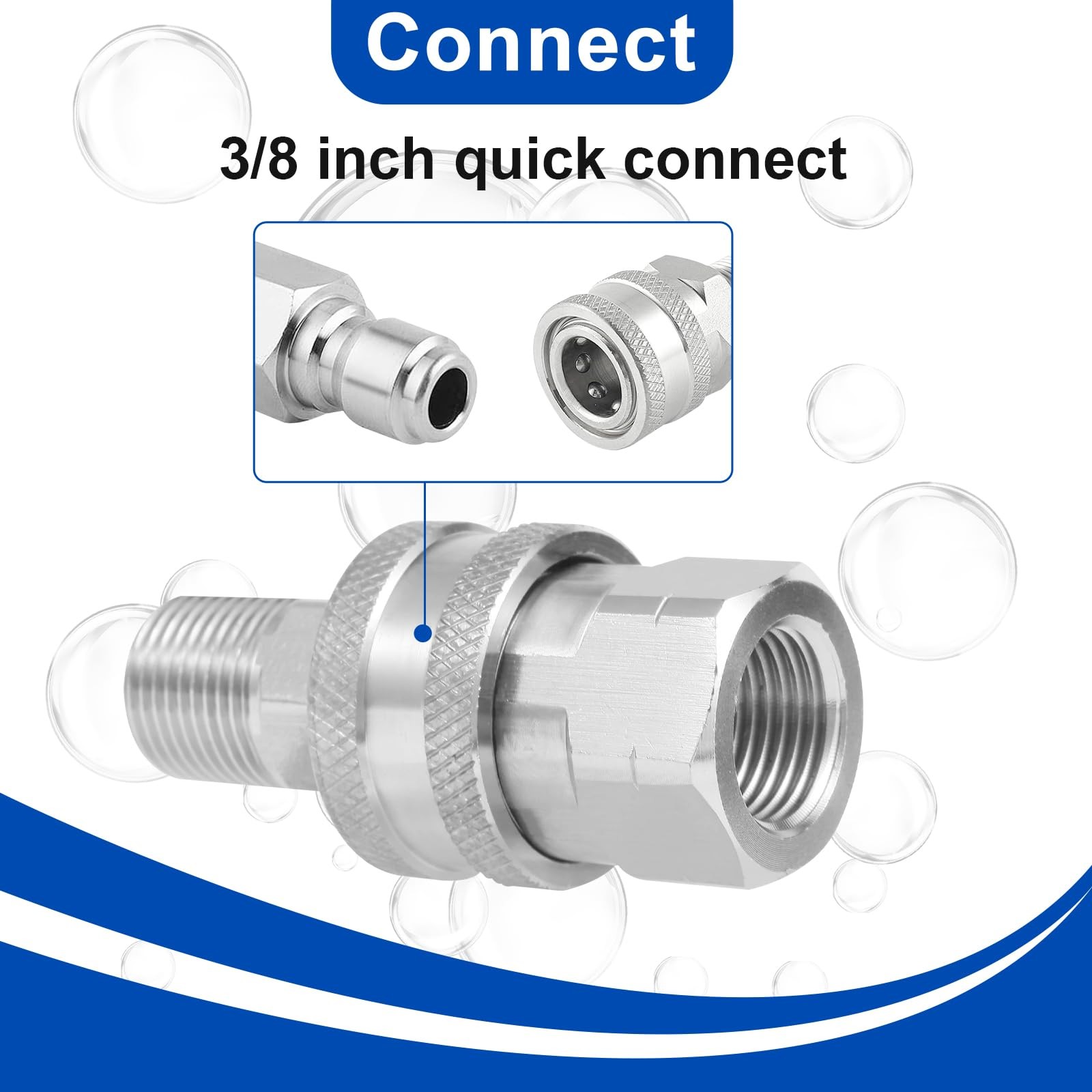 8 PCS Pressure Washer Quick Connect Kit 3/8 Inch Stainless Steel 5000 PSI