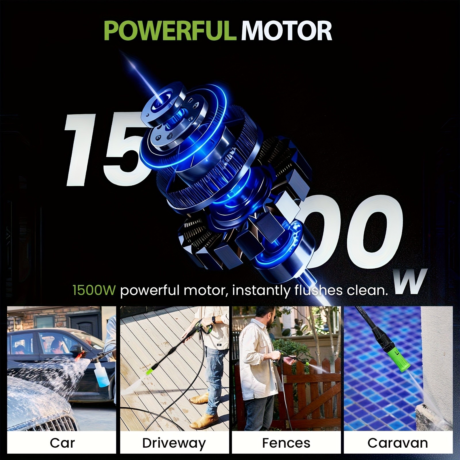 Electric Pressure Washer 1500W High Pressure Washer Portable with 4 in 1 Nozzle