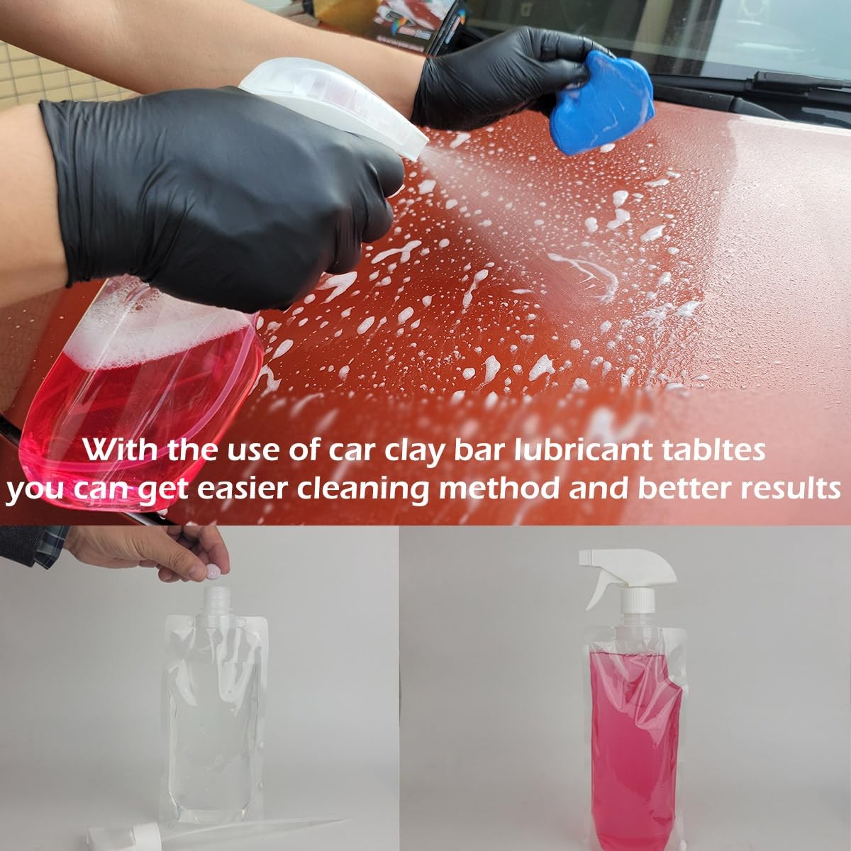 4ClayBars+8Lubricant Tablets+Spray Bottle+Towel, 4 Bar+Lubricant Tablets 8…