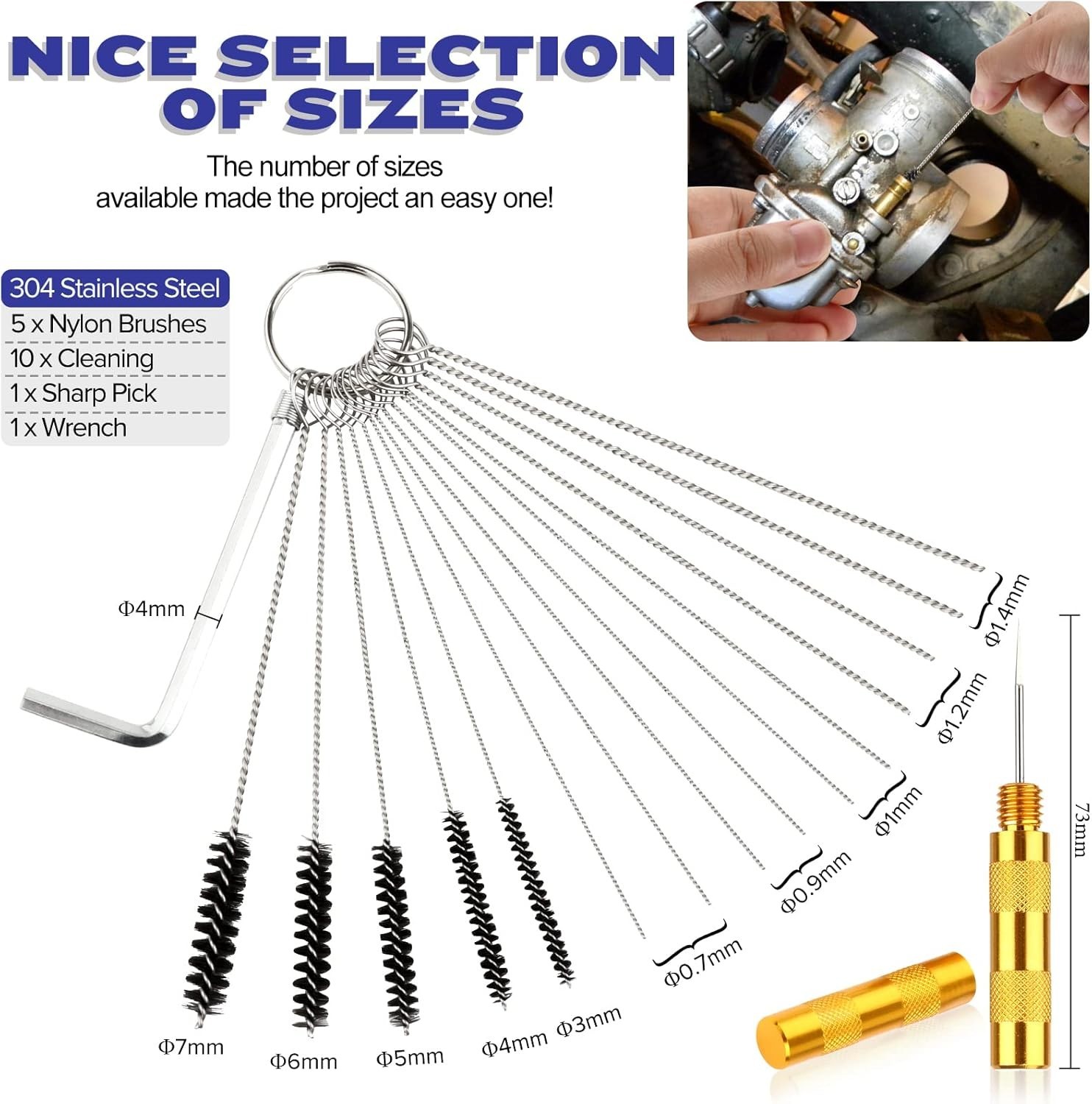 Torch Tip Cleaner, Stainless Steel Carburetor Cleaning Kit Heavy Duty, Densit…