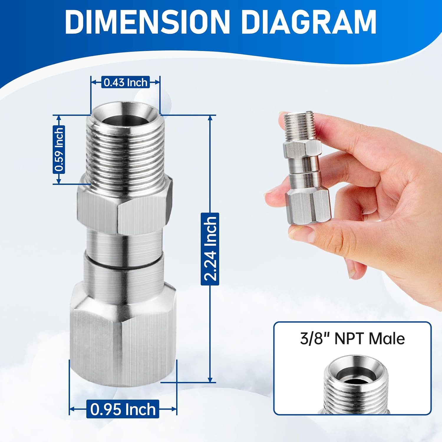 Pressure Washer Swivel Fitting, 3/8″ NPT Thread Fittings, 3/8” Male to Female Ad