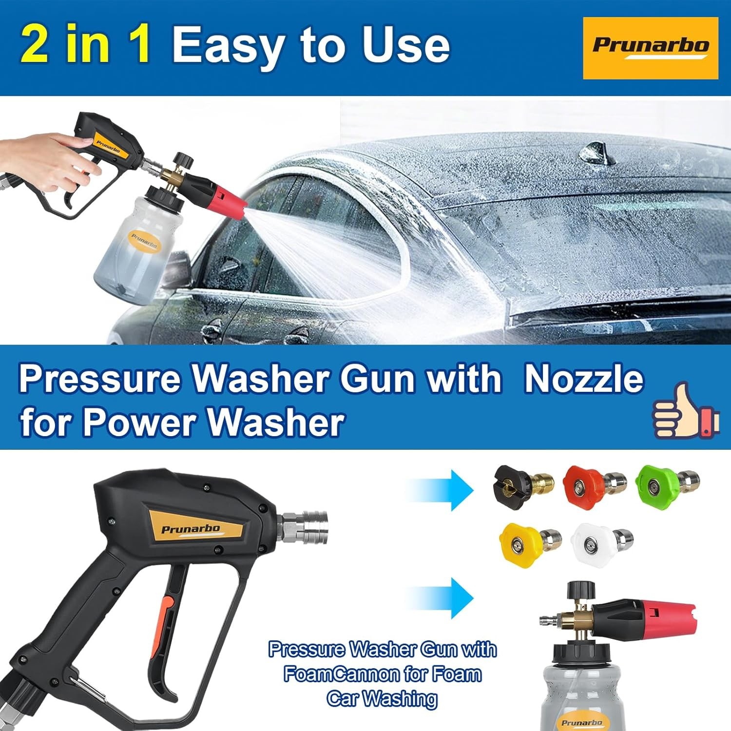 Car Pressure Washer with Foam Gun 5200 PSI,Heavy Duty Brass Snow Foam Cannon Kit