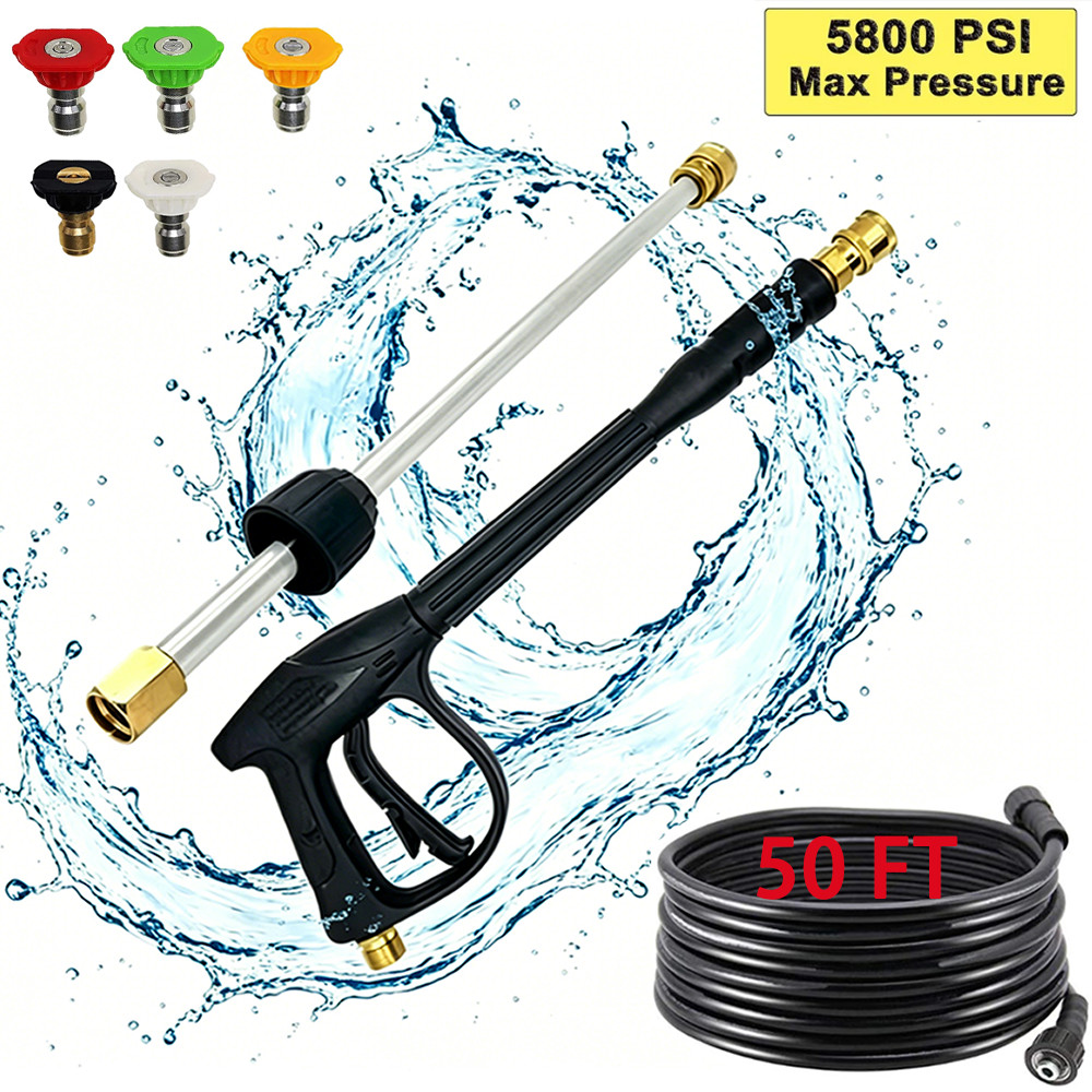 High Pressure 4000PSI Car Power Washer Gun Spray Wand Lance Nozzle and Hose Kit