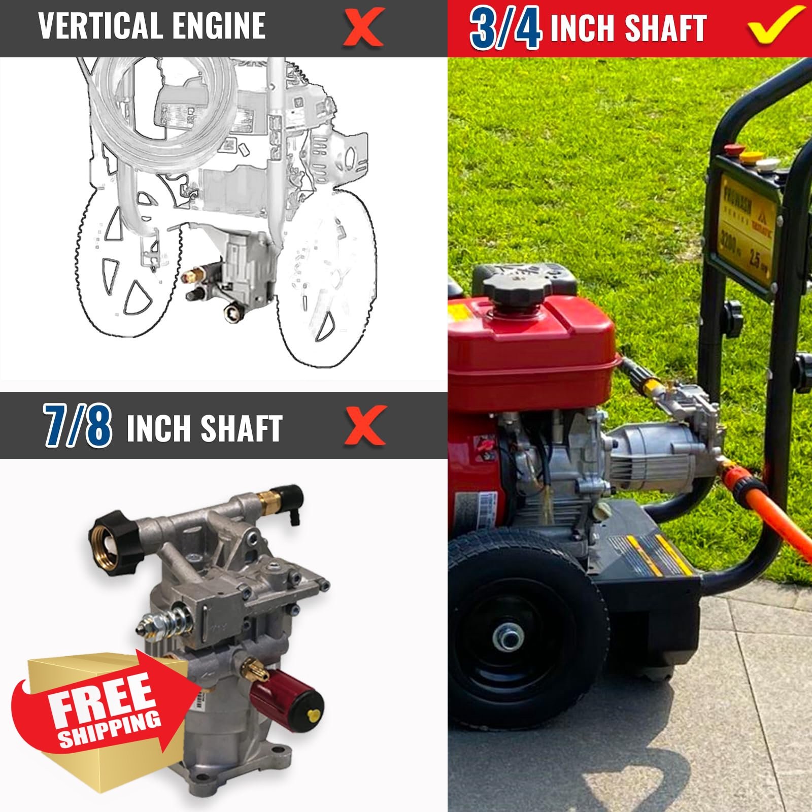 YAMATIC Pressure Washer Pump – 3000 PSI 3/4″ Shaft Horizontal