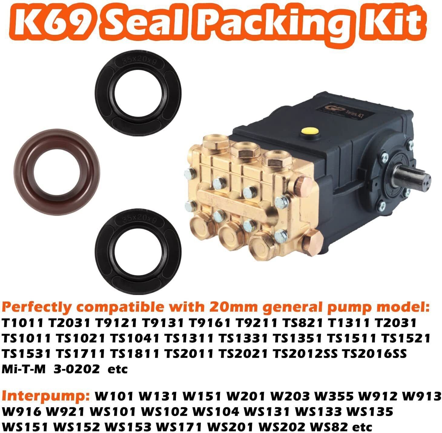 General Pump Kit 69 Packing Kit 20mm for GP K69 Interpump TS2010 TS1511 47series