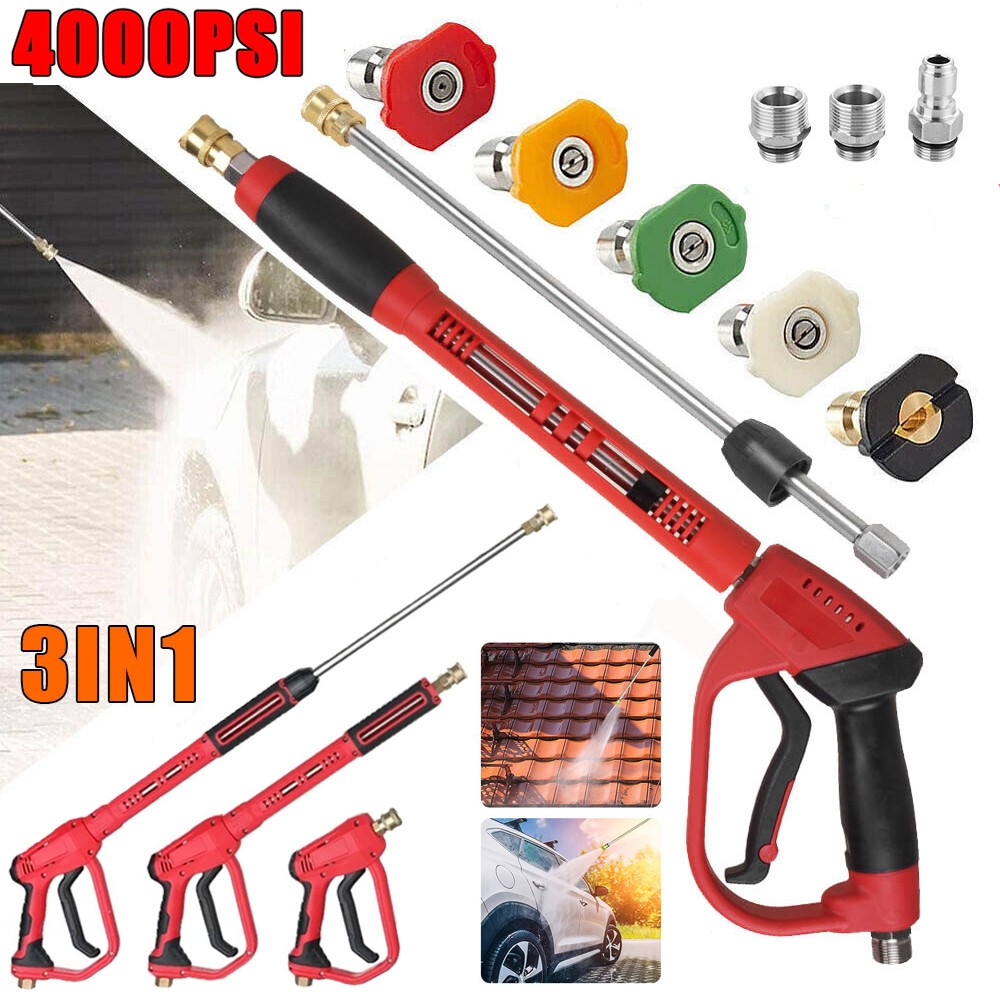 High Pressure Washer Spray Gun + 5 Nozzle Tips Car Jet Water Lance Power Washing