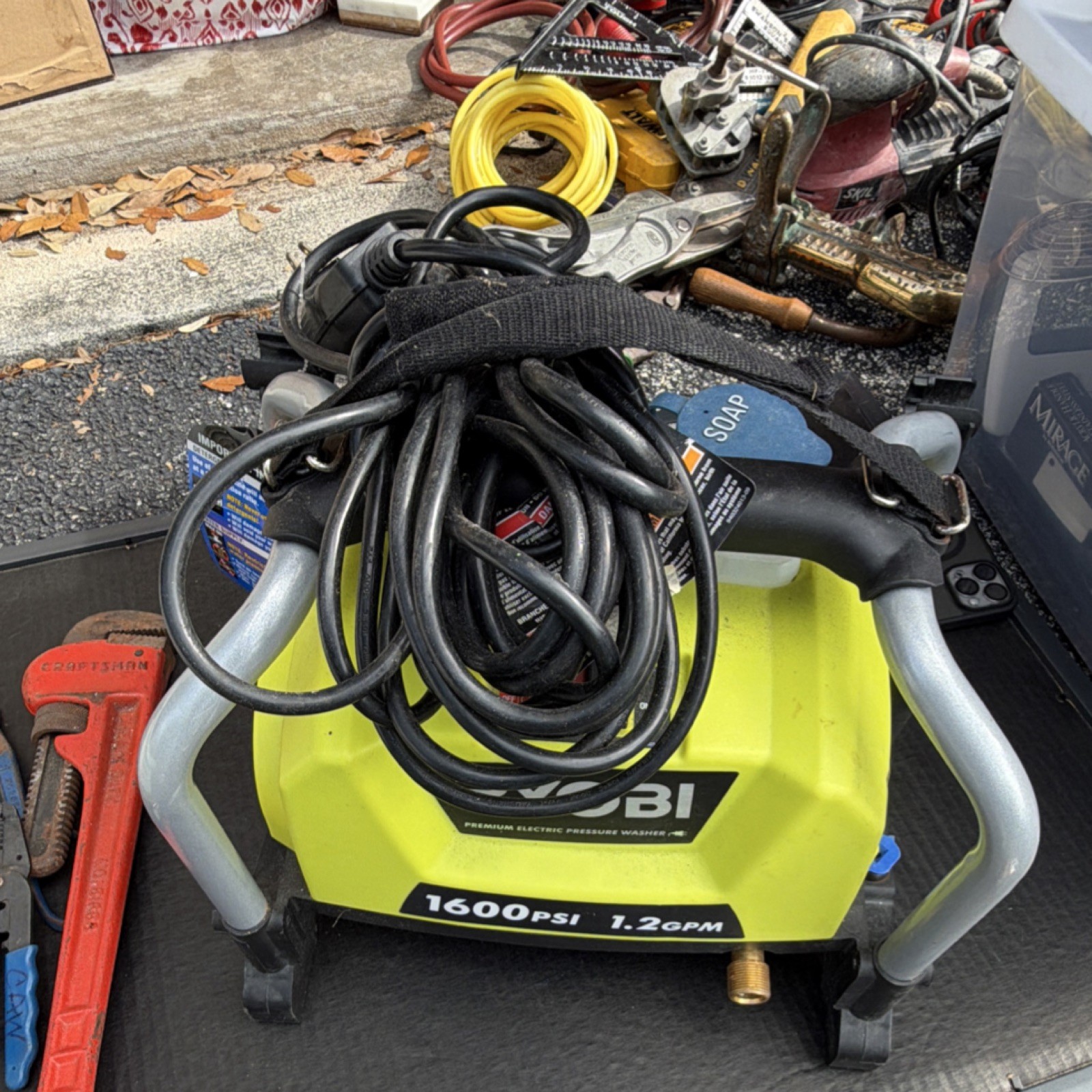 Ryobi RY141600 Electric Pressure Washer 1600 PSI Soap Tank Turbo Nozzle Hose