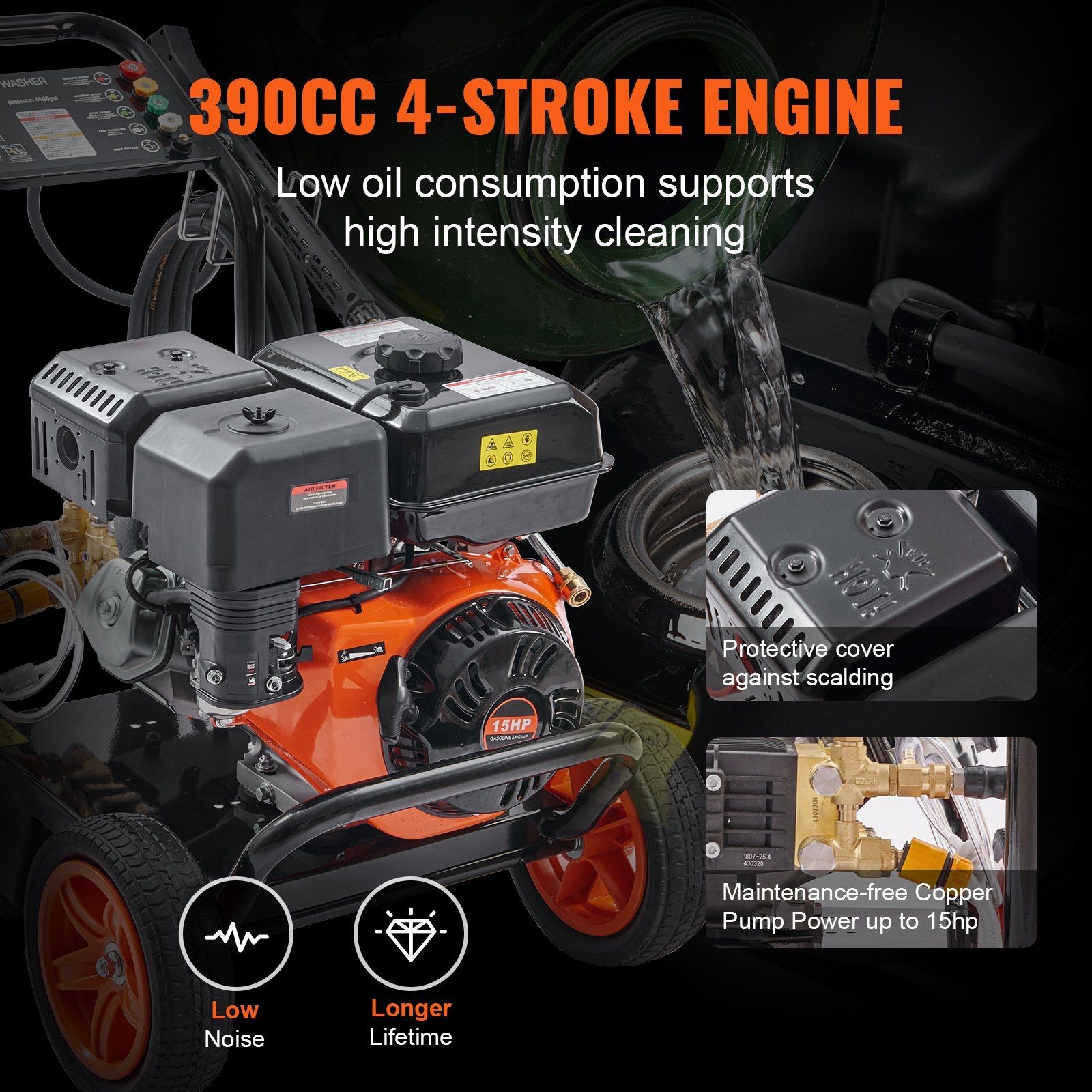 4400PSI 4.0GPM Pressure Washer Gas Engine with Durable Pump
