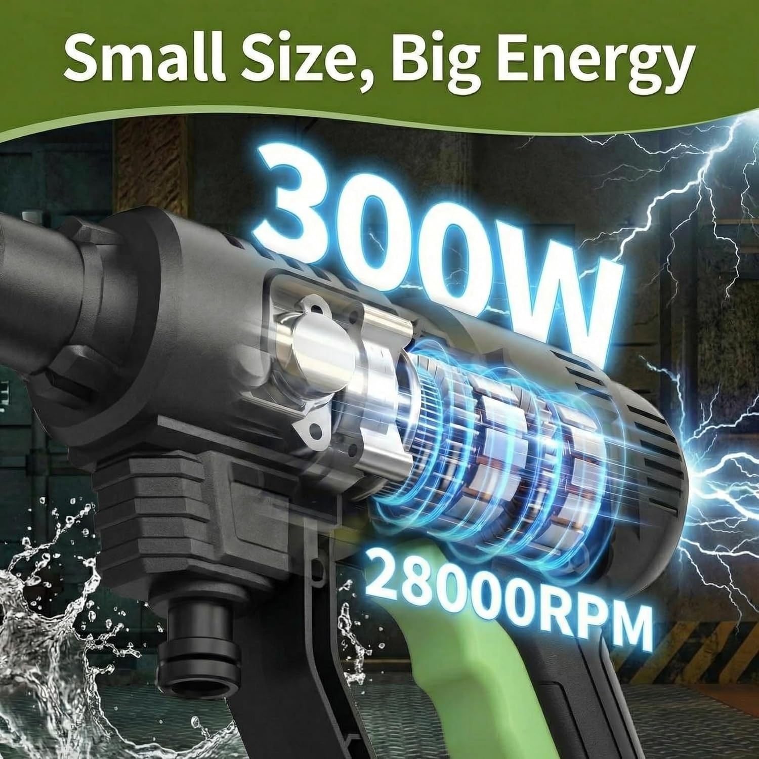 6 in 1 Cordless Pressure Washer Portable Power Washer Battery 320 PSI 26 ft Hose