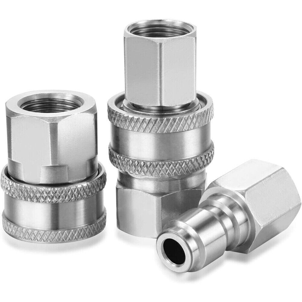 4 Sets NPT 3/8 Inch Stainless Steel Male and Female Quick Connector Kit Pressure