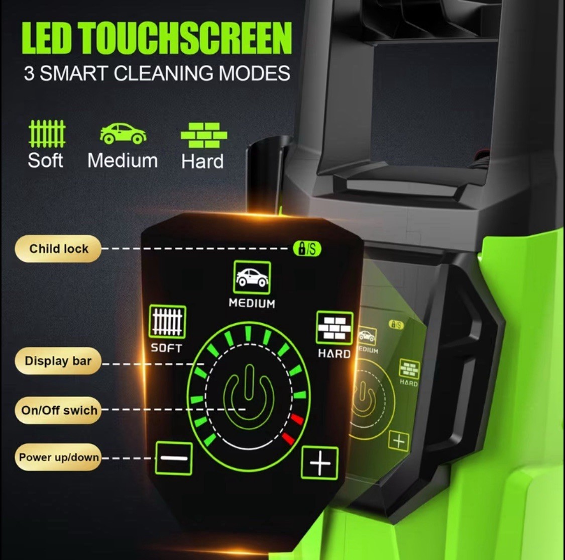 Electric Pressure Washer 5000PSI-Max 3.6GPM Power Washer Touch Screen Adjustable