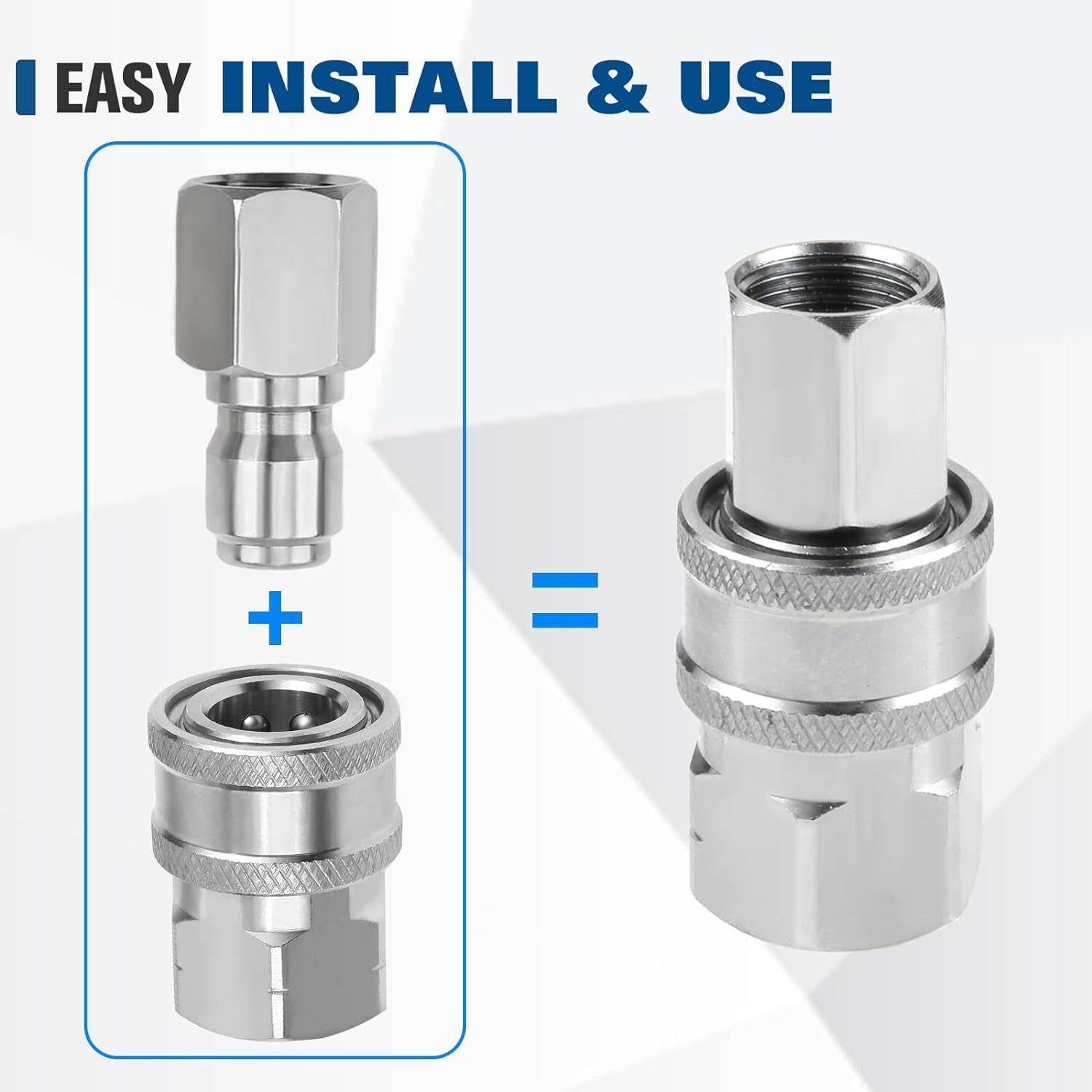 4Pcs NPT 3/8 Inch Stainless Steel Male And Female Quick Connector Kit Pressure