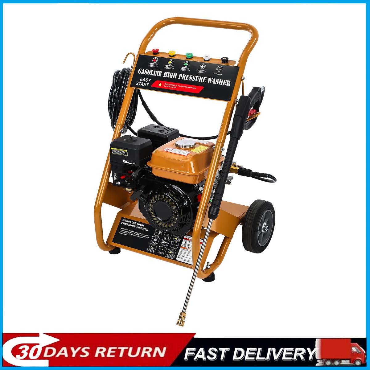 Gas Pressure Washer 3950 PSI 6.5HP 212cc Engine 26ft Hose Quick Connect Orange