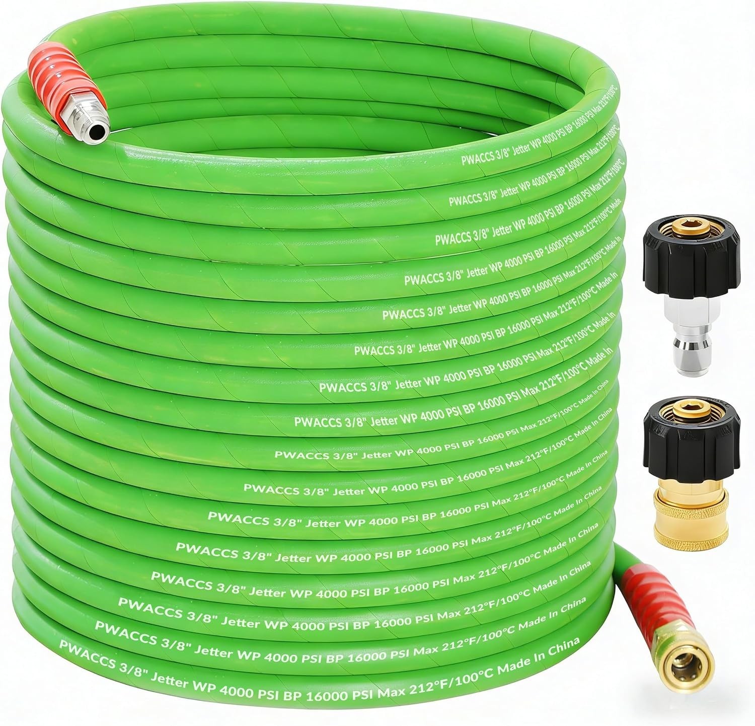 50 FT Rubber Power Washer Hose with M22 Fittings