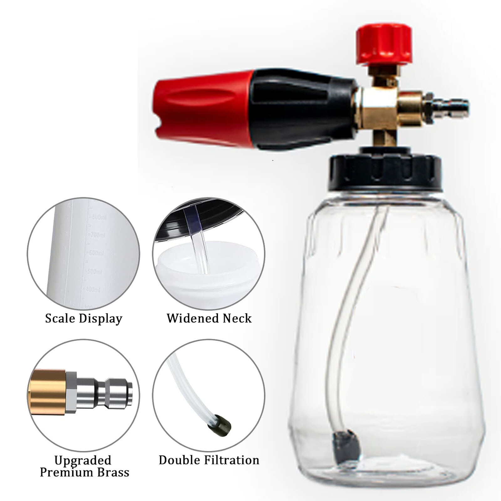 Foam Cannon W/Transparent Bottle, 1/4″ Quick Connect for Pressure Washer