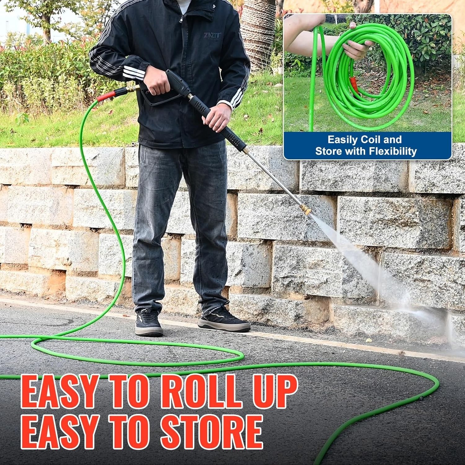 Flexible Power Washer Replacement Hose 50FT, Kink Resistant