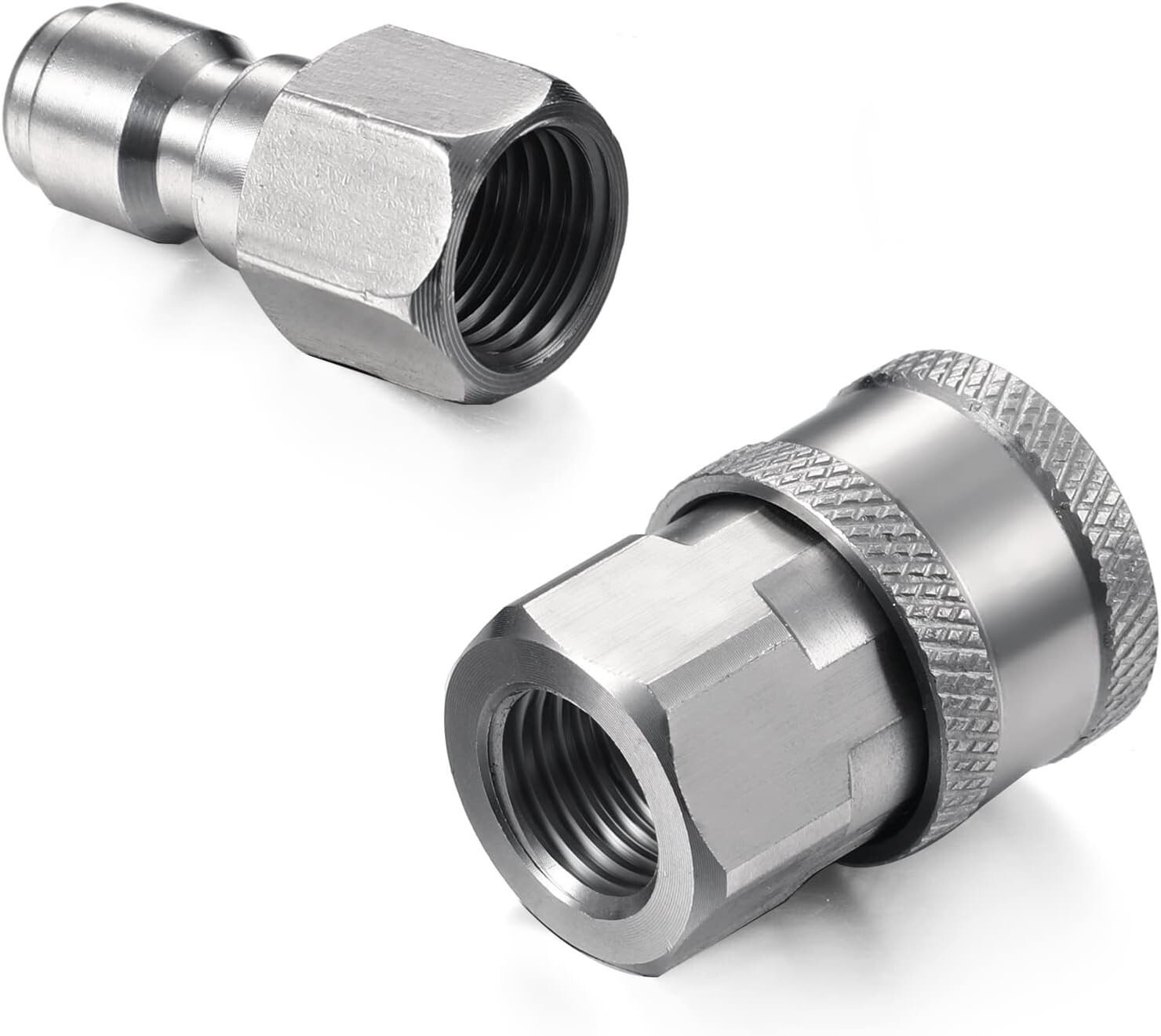 2 Sets NPT 1/4 Inch Pressure Washer Coupler Quick Connect Plug Male Female 1/4 Q