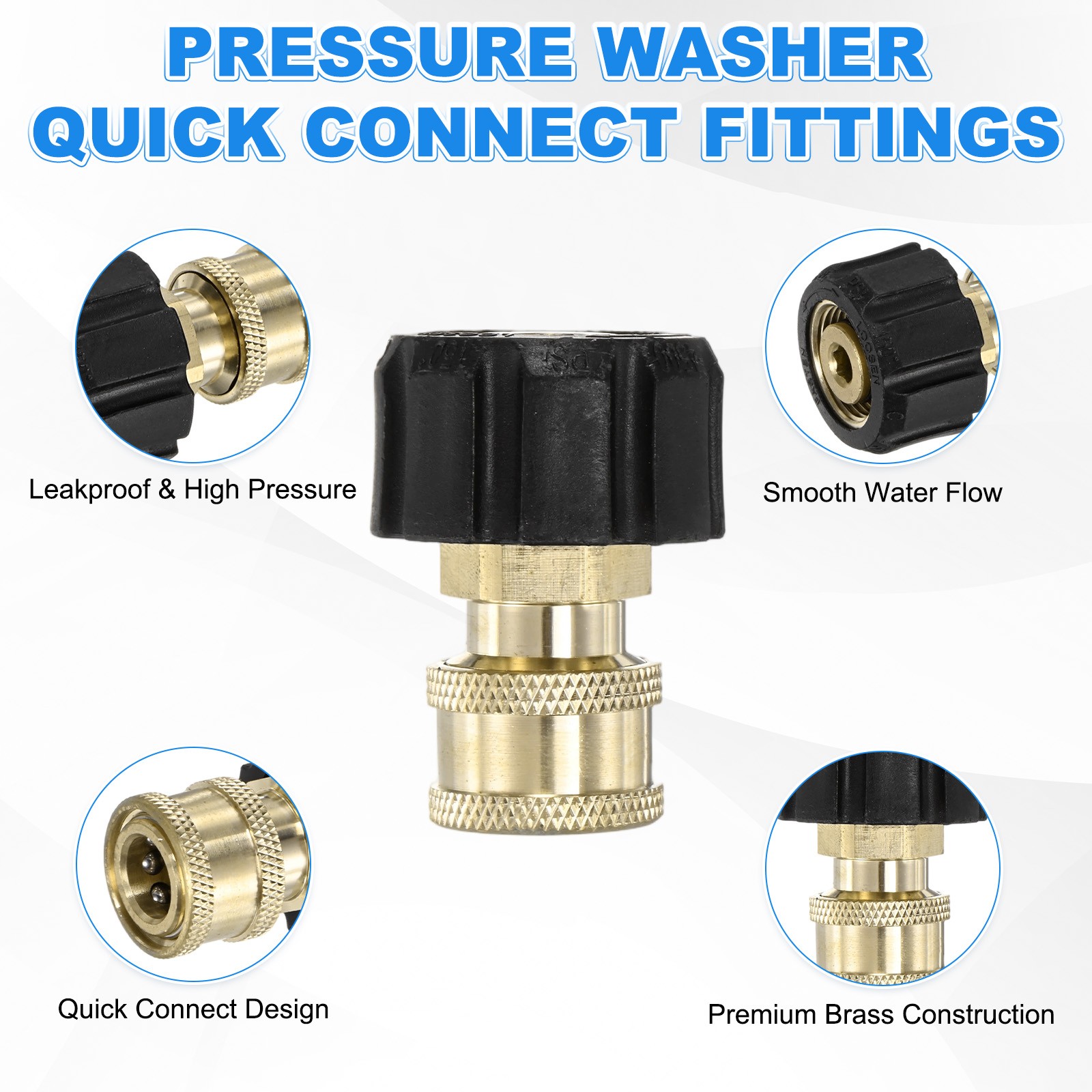 1-Pack M22 15mm Female to 1/4 Inch Female Pressure Washer Quick Connect Fittings