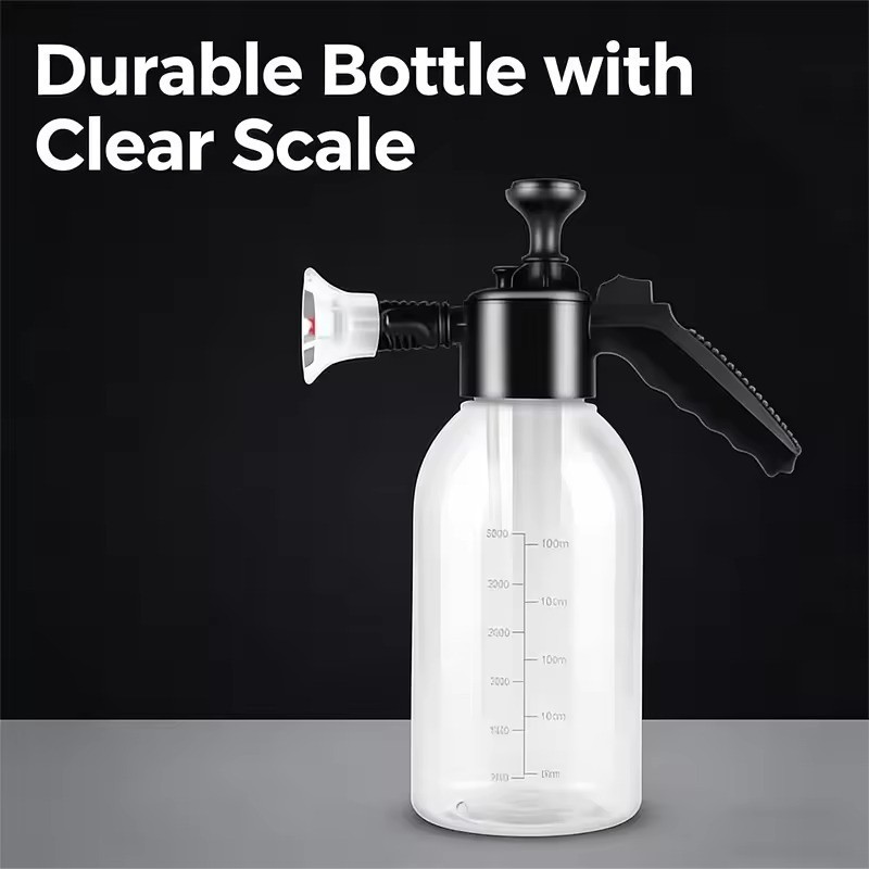 2L Hand Pump Foam Sprayer Snow Foam Cannon Car Wash Bottle w/ 3 Nozzles