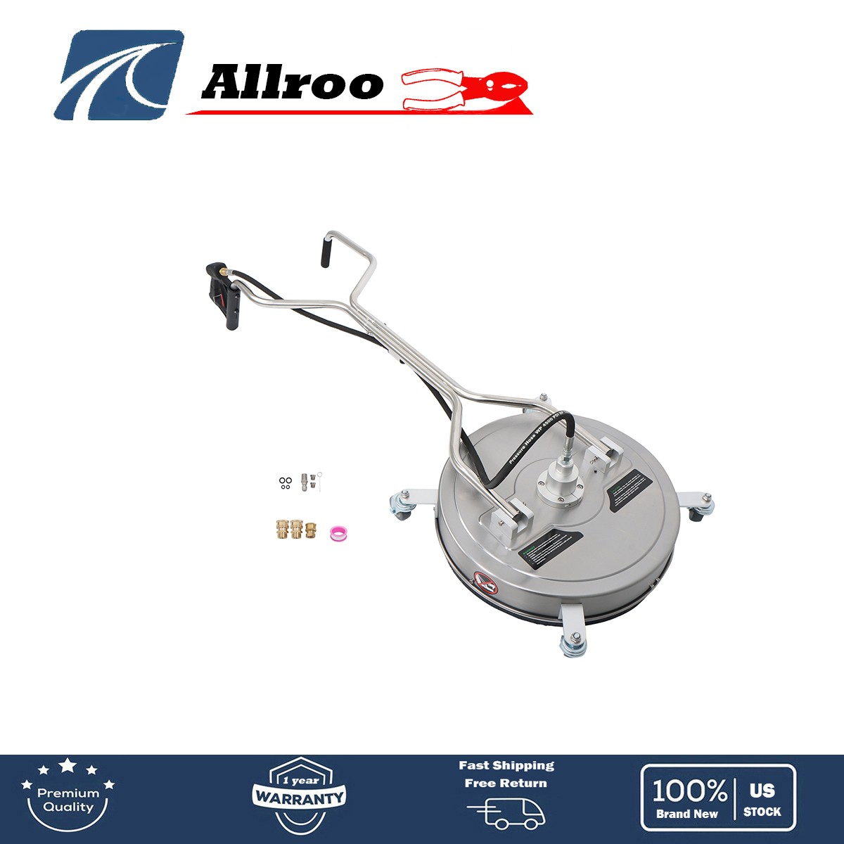 20″ Pressure Washer Surface Cleaner w/ Handles & Wheels Quick Connect