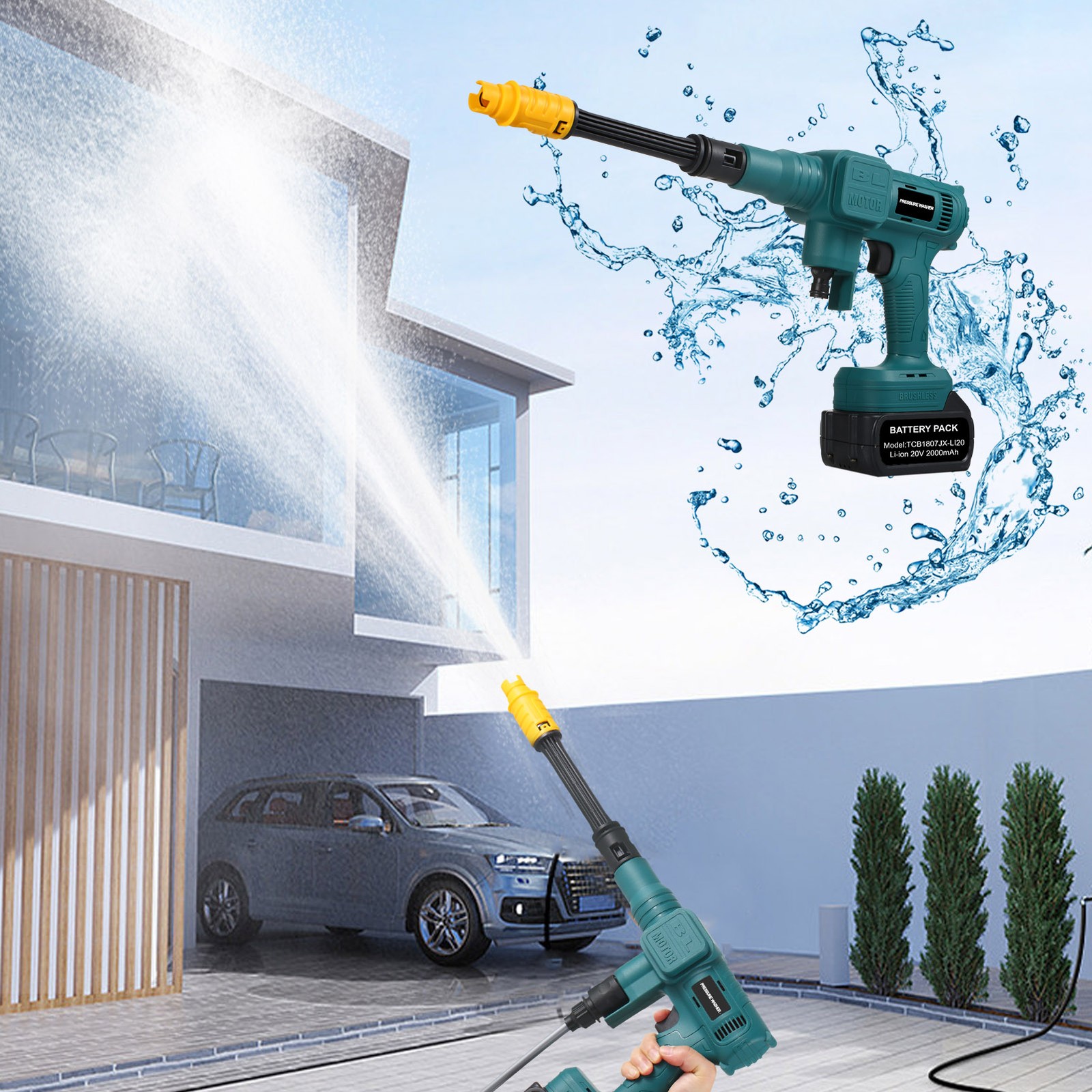 Brushless Portable Pressure Washer 900 PSI Brushless Electric High Power CIKO