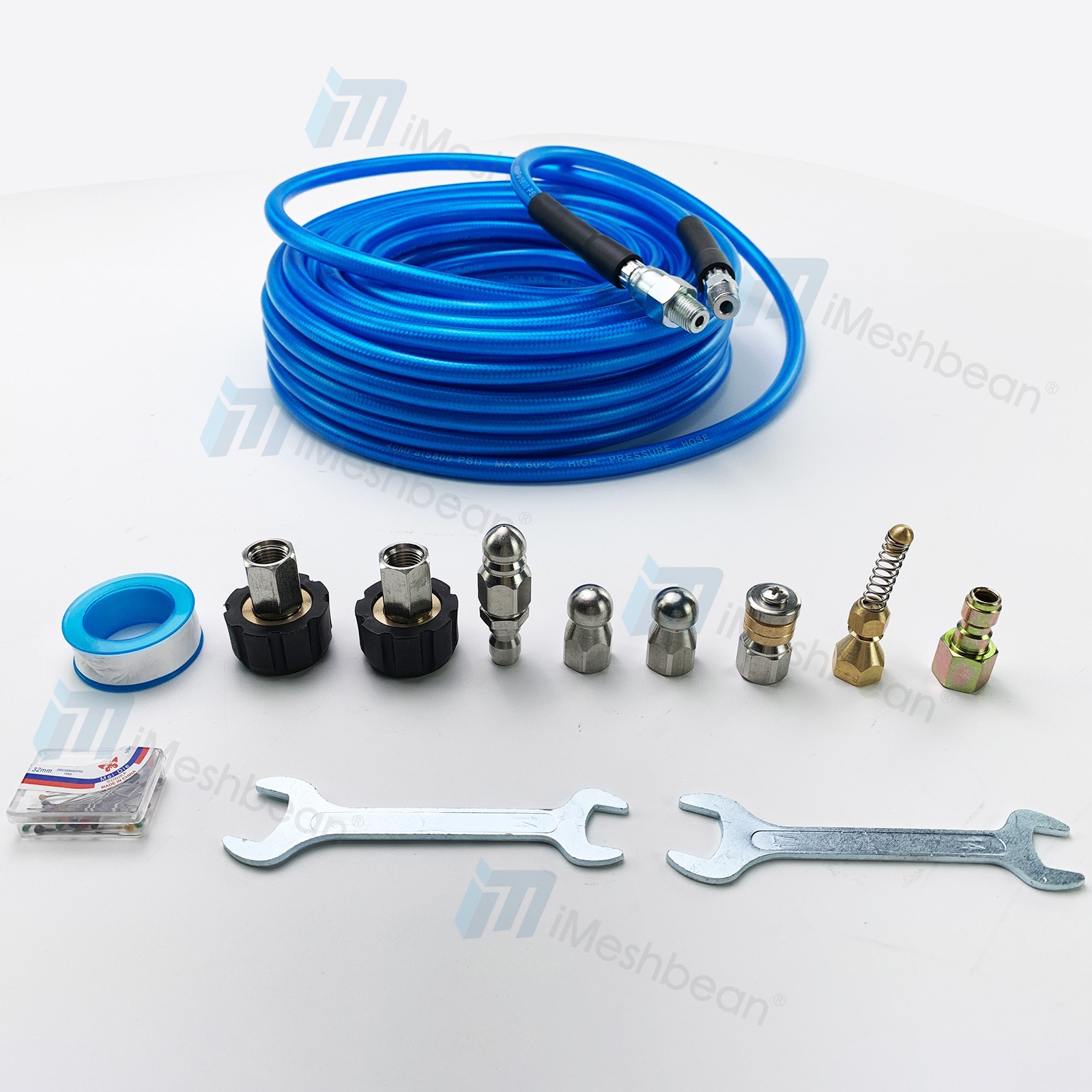 200FT 1/4″M-NPT Drain Cleaning Hose Sewer Jetter Nozzles Kit For Pressure Washer