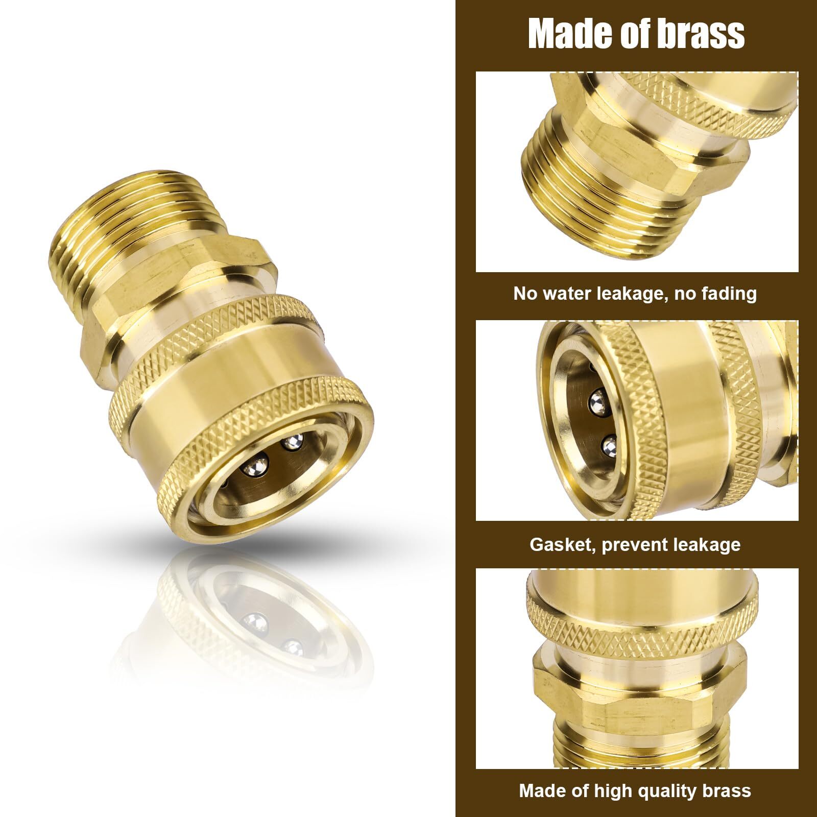 4PCS M22-14mm to 3/8″ Quick Connect Pressure Washer Adapter Set 5000 PSI