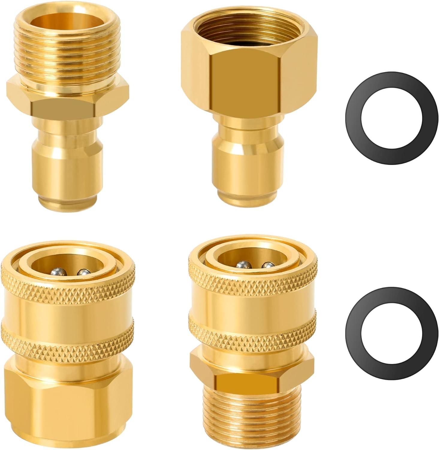 Pressure Washer Quick Connect Kit, M22 14mm to 3/8 Inch Hose Quick Connect Fi…