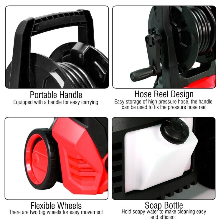 3000PSI Electric High Pressure Power Washer Water w/5Nozzle & pressure Hose Reel