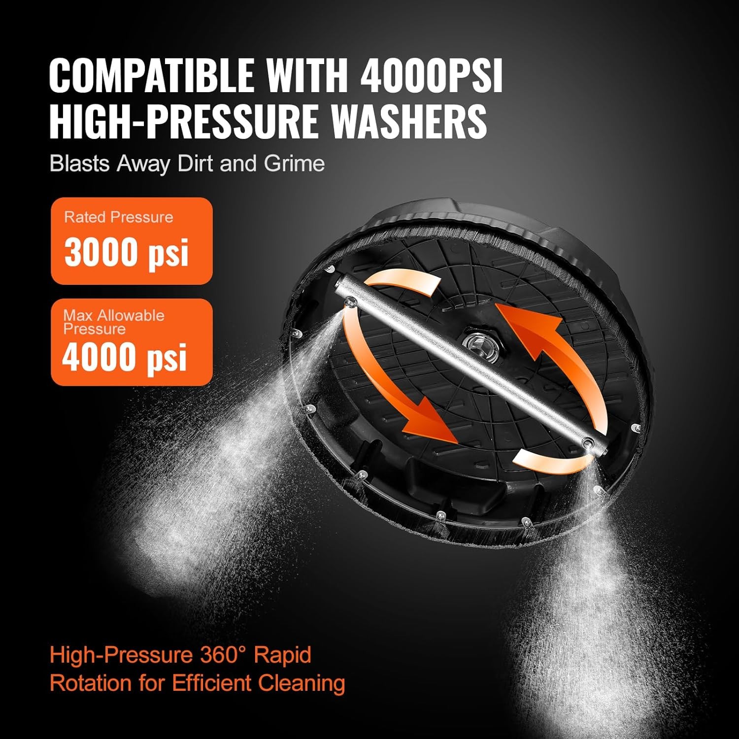 VEVOR 15 Inch Pressure Washer Surface Cleaner, 4000 PSI Universal Power Washer A