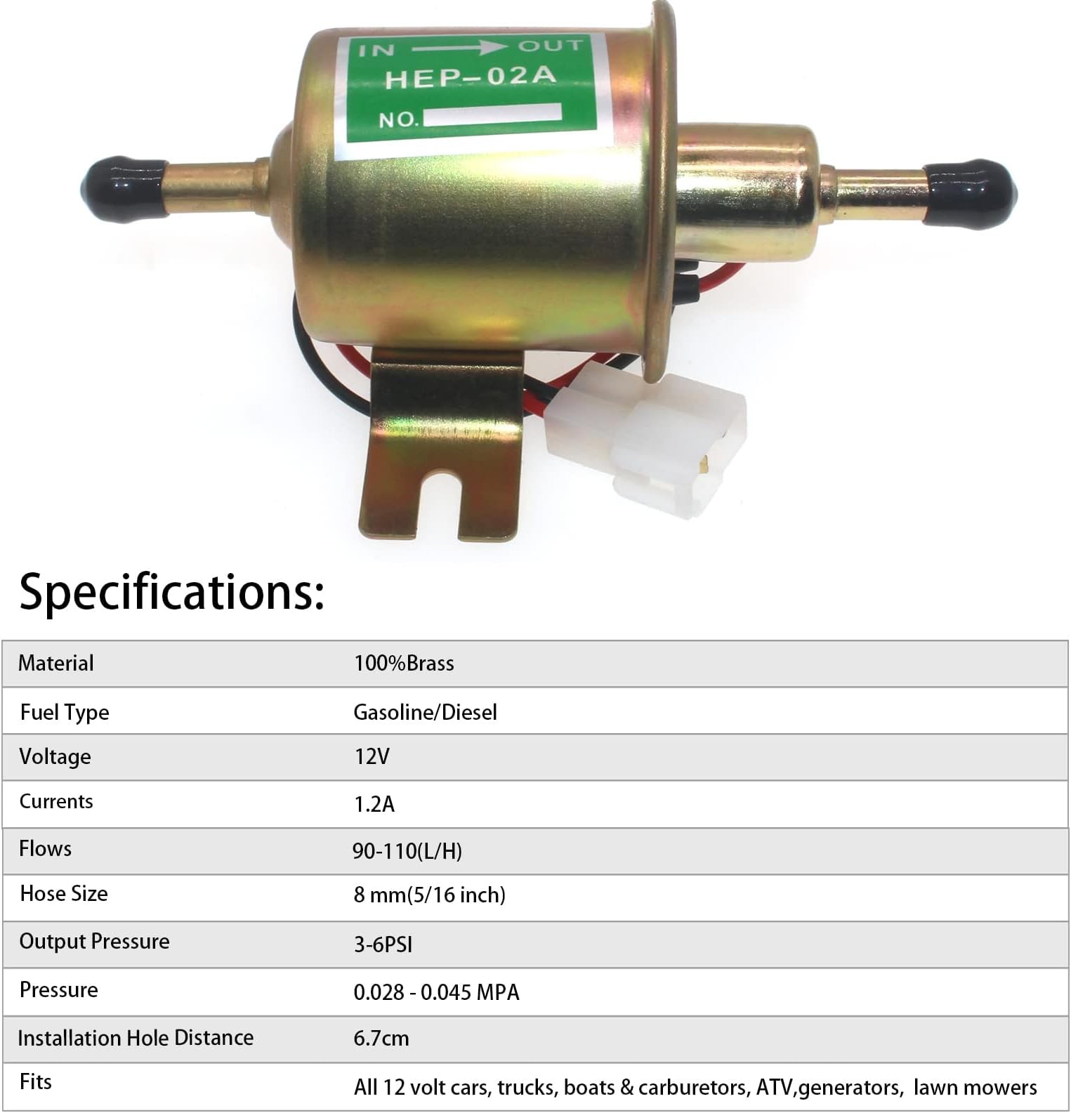 12 Volt Fuel Pump For Universal Electric Low Pressure inline Fuel Pump | 12 V…