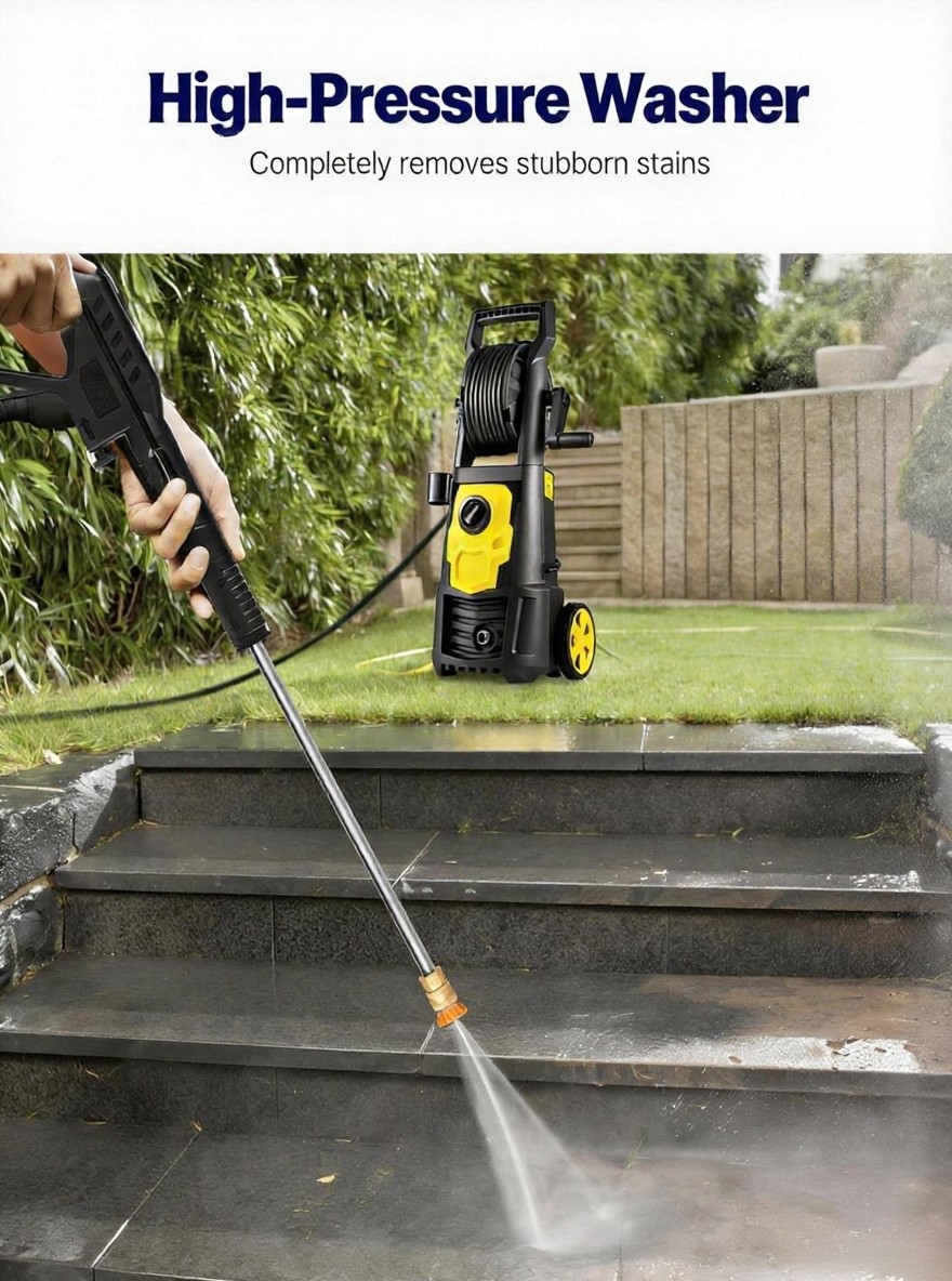 Electric Pressure Washer 2000 PSI 1.76 GPM Portable Foam Cannon for Cars & Patio