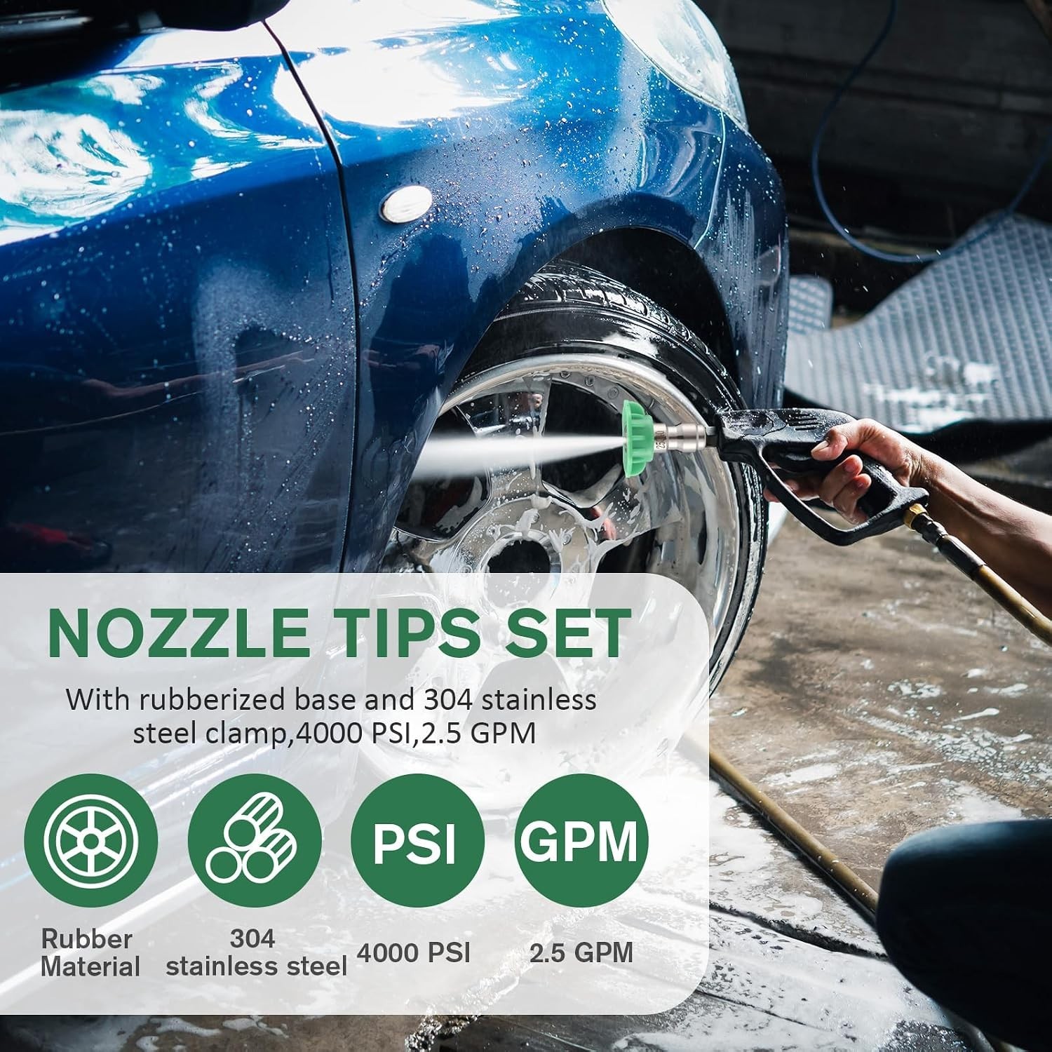 Elegant Green 20-Pack Quick Connect Nozzle Tips for 4000 PSI Pressure Washers