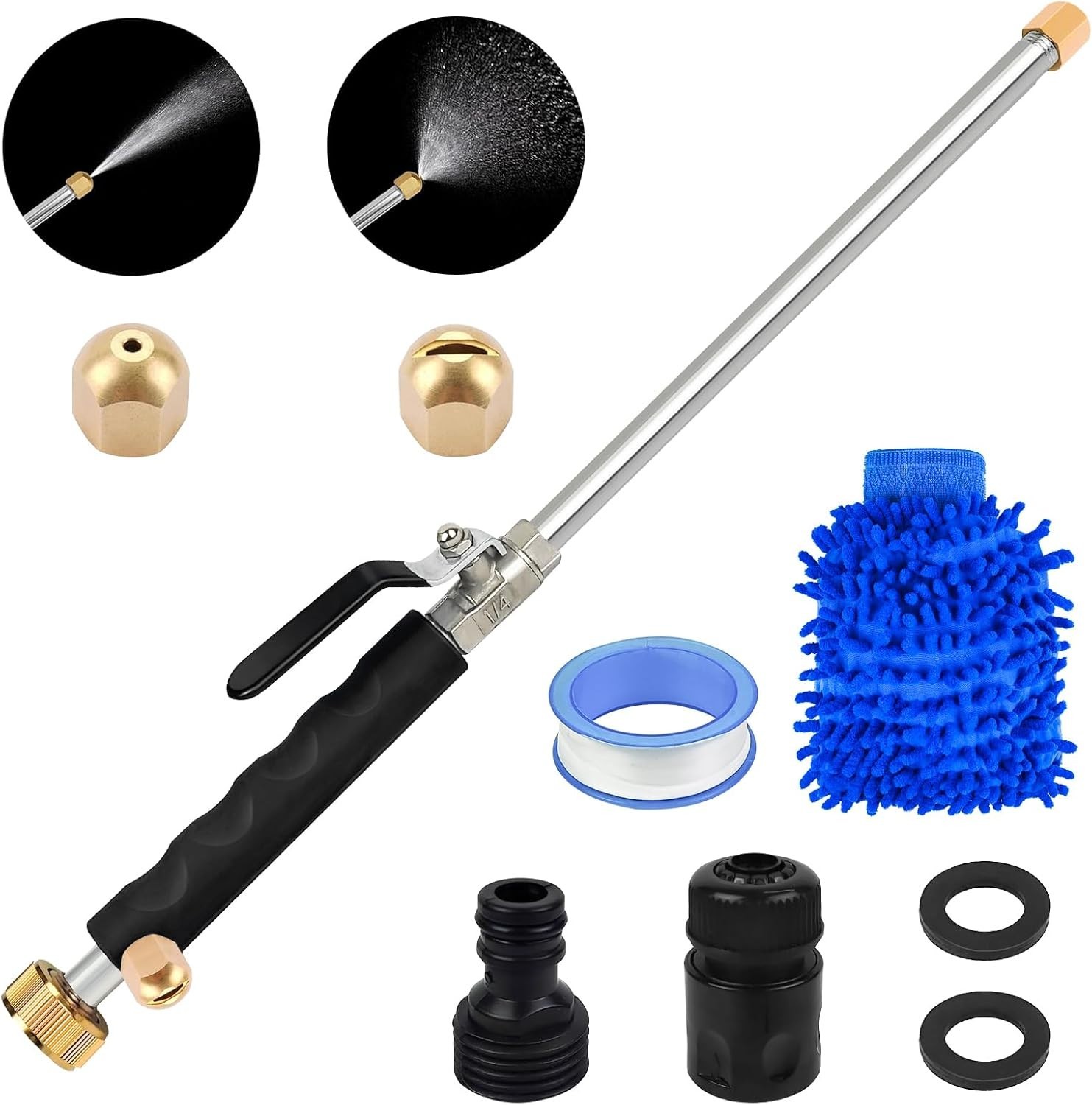 Jet Nozzle 18″ High Pressure Hose Power Washer House Car Quick Connect W Glove