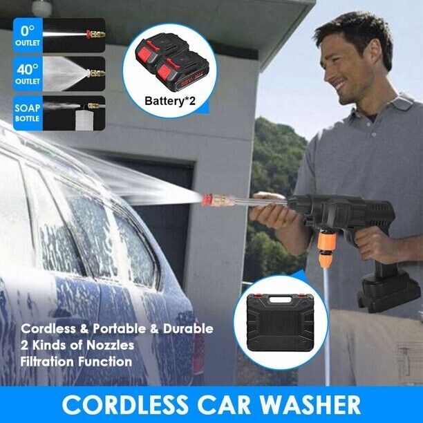 Portable Cordless Electric High Pressure Water Spray Car Gun Washer Cleaner Yard