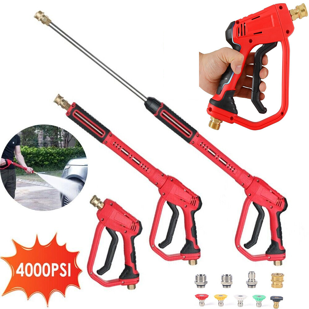 4000PSI High Pressure Car Power Washer Spray Gun Wand Lance Nozzle Tips Hose Kit